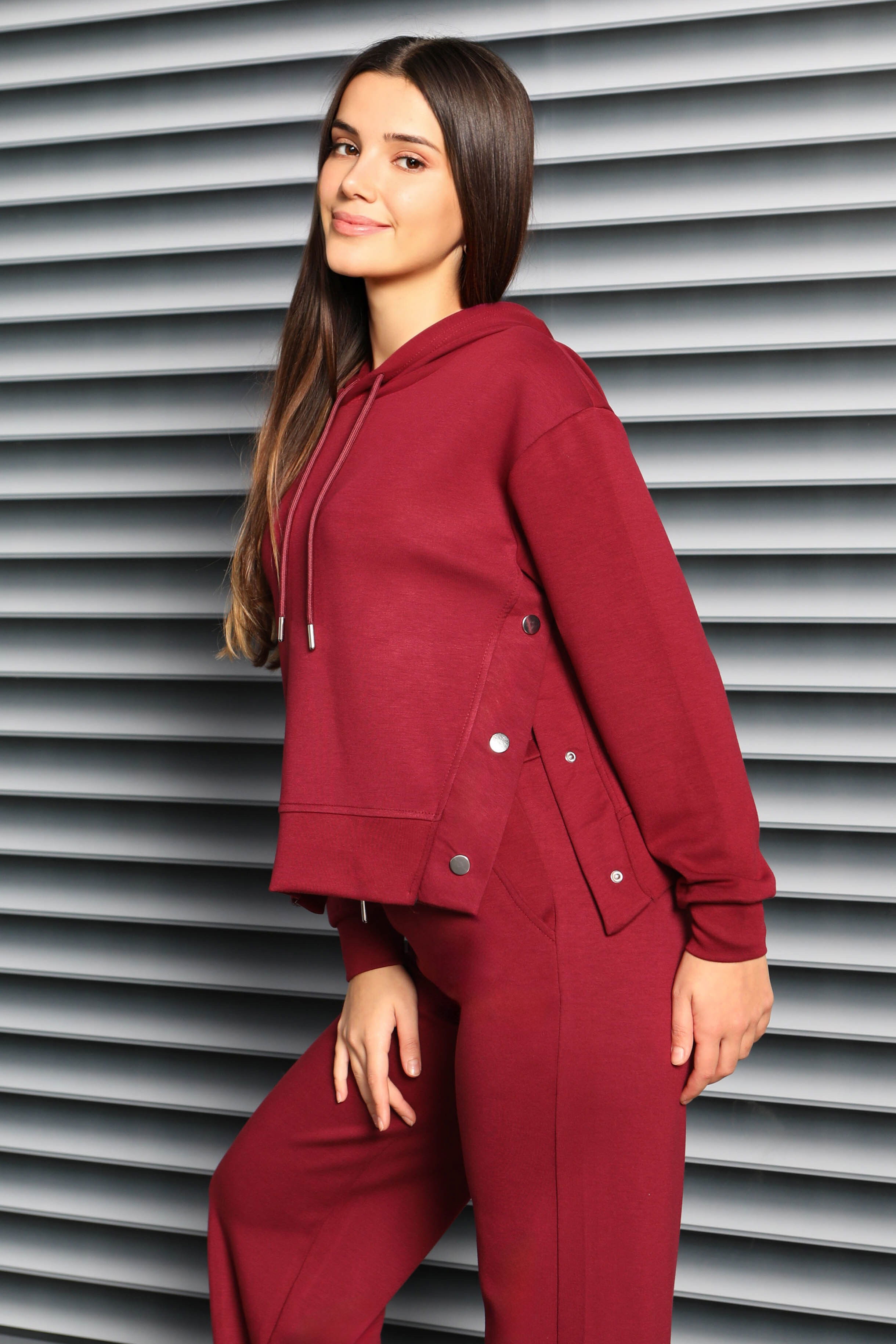 Çıtçıt Detaylı Modal İkili Takım - 27878-BORDO - 4