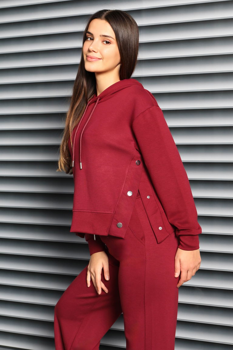 Çıtçıt Detaylı Modal İkili Takım - 27878-BORDO - TOFİSA