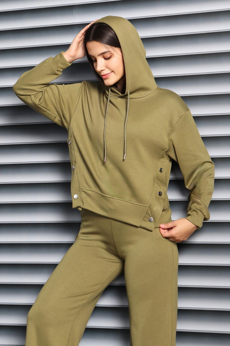 Çıtçıt Detaylı Modal İkili Takım - 27878-HAKI - TOFİSA