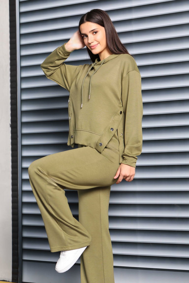 Çıtçıt Detaylı Modal İkili Takım - 27878-HAKI - TOFİSA