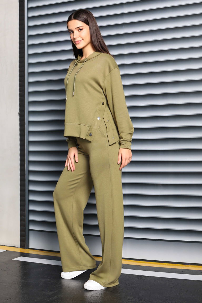 Çıtçıt Detaylı Modal İkili Takım - 27878-HAKI - TOFİSA