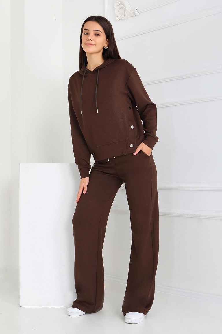 Çıtçıt Detaylı Modal İkili Takım - 27878-KAHVE - TOFİSA