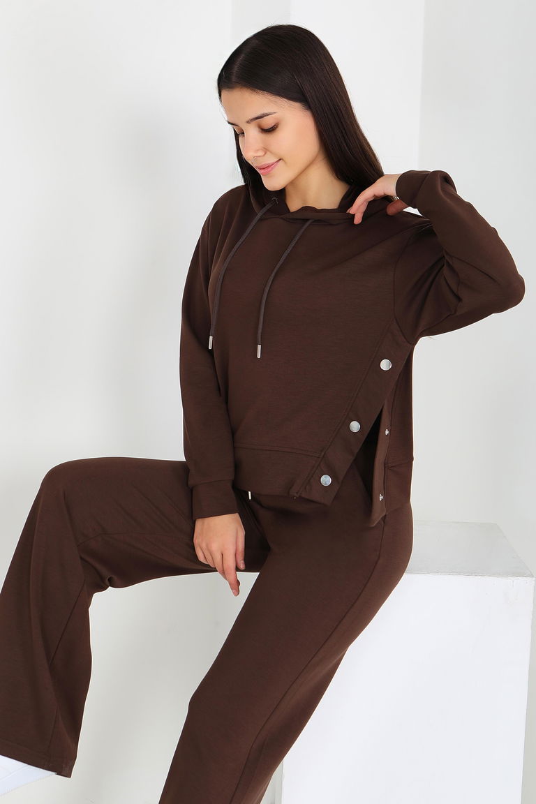 Çıtçıt Detaylı Modal İkili Takım - 27878-KAHVE - TOFİSA