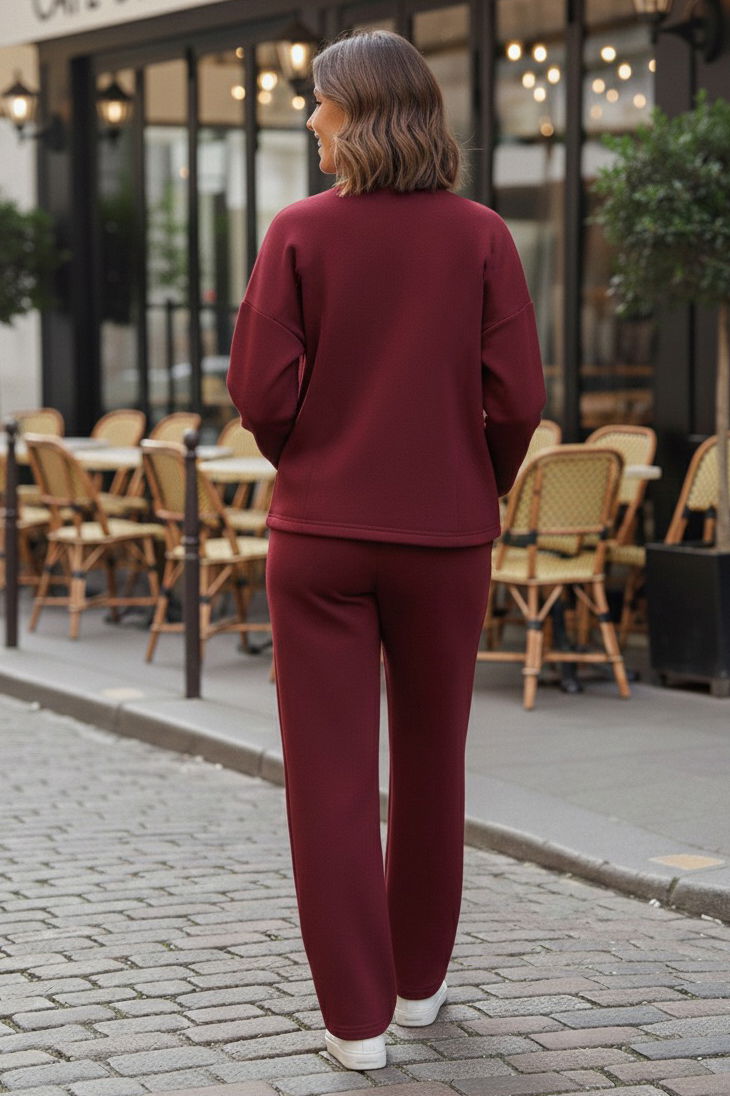 Çıtçıtlı Modaal İkili Takım - 28061-BORDO - TOFİSA