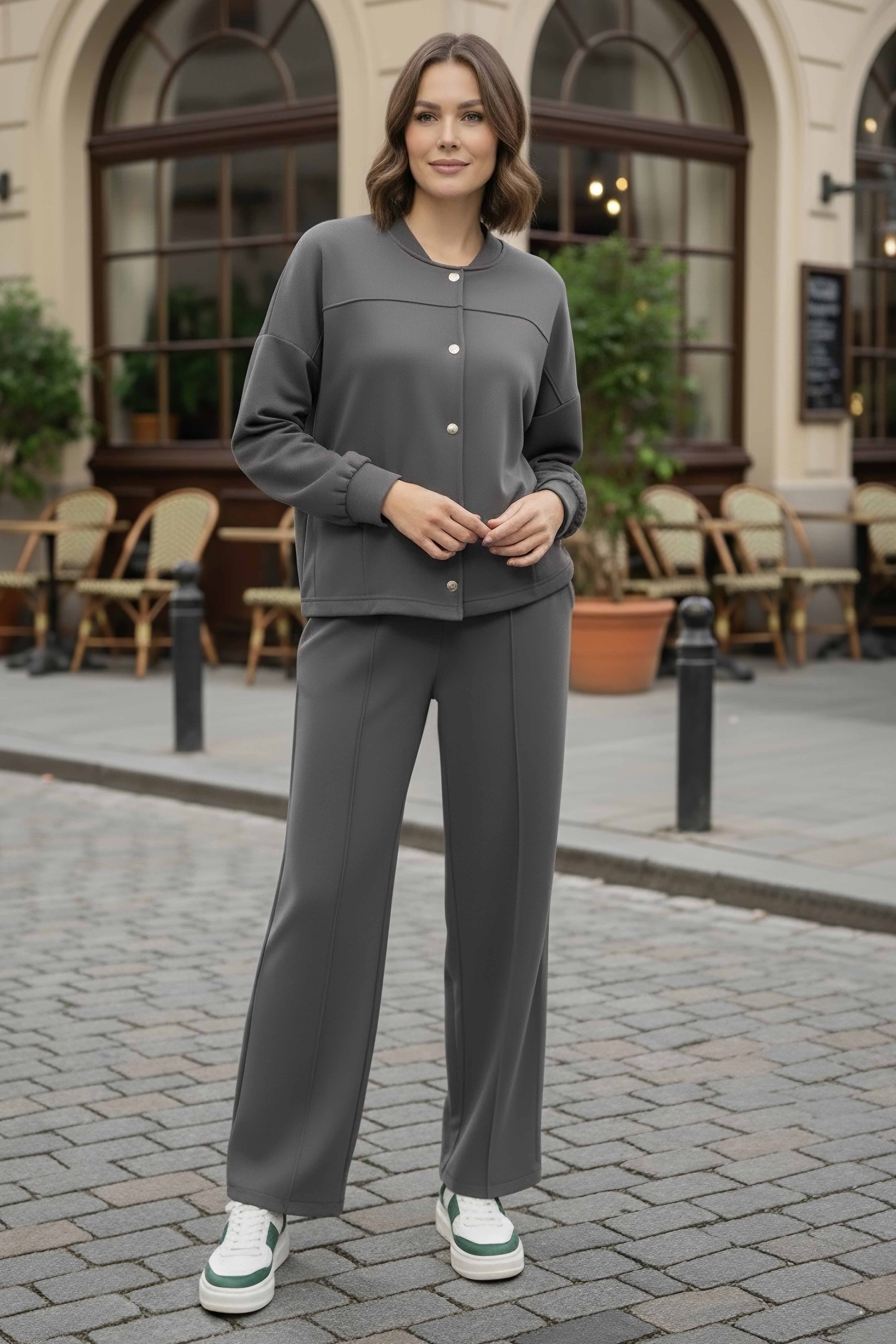 Çıtçıtlı Modaal İkili Takım - 28061-FUME - 1