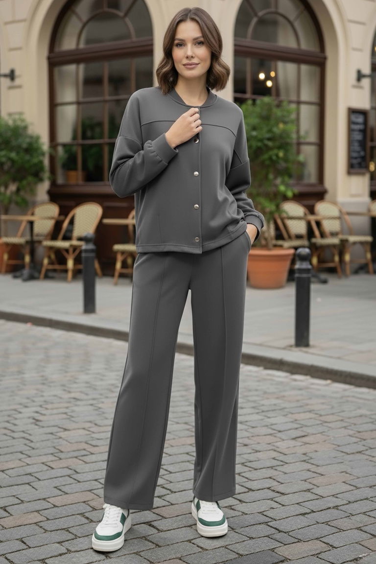 Çıtçıtlı Modaal İkili Takım - 28061-FUME - TOFİSA