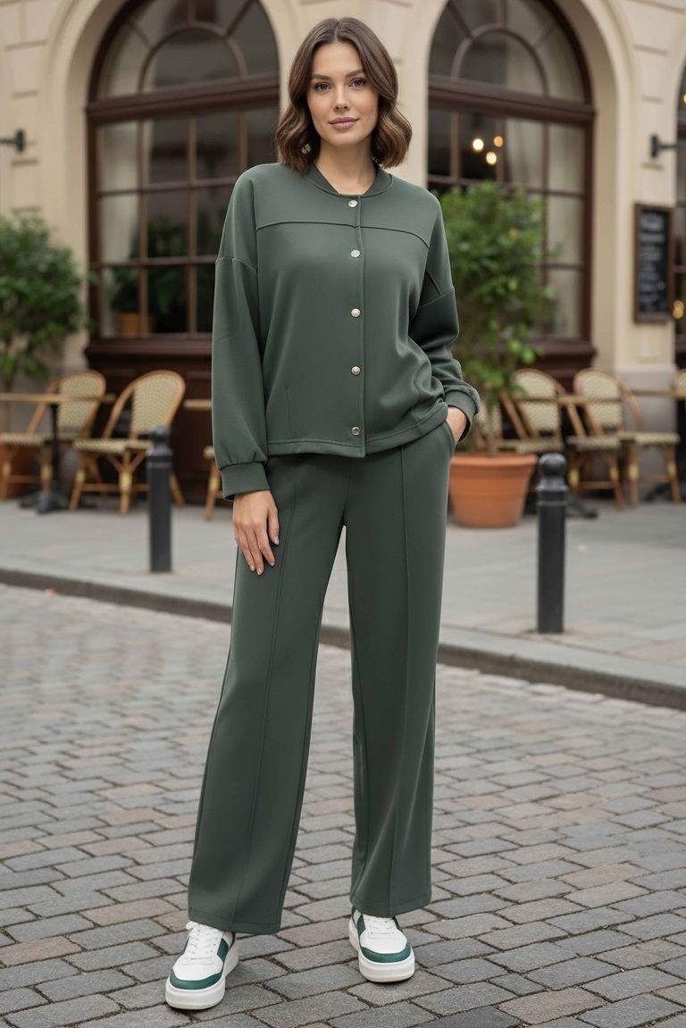 Çıtçıtlı Modaal İkili Takım - 28061-HAKI - TOFİSA