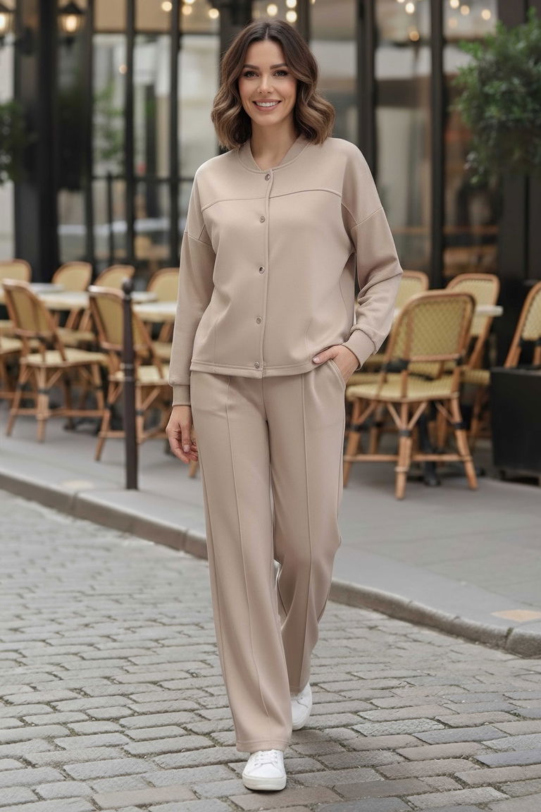 Çıtçıtlı Modaal İkili Takım - 28061-KREM - TOFİSA