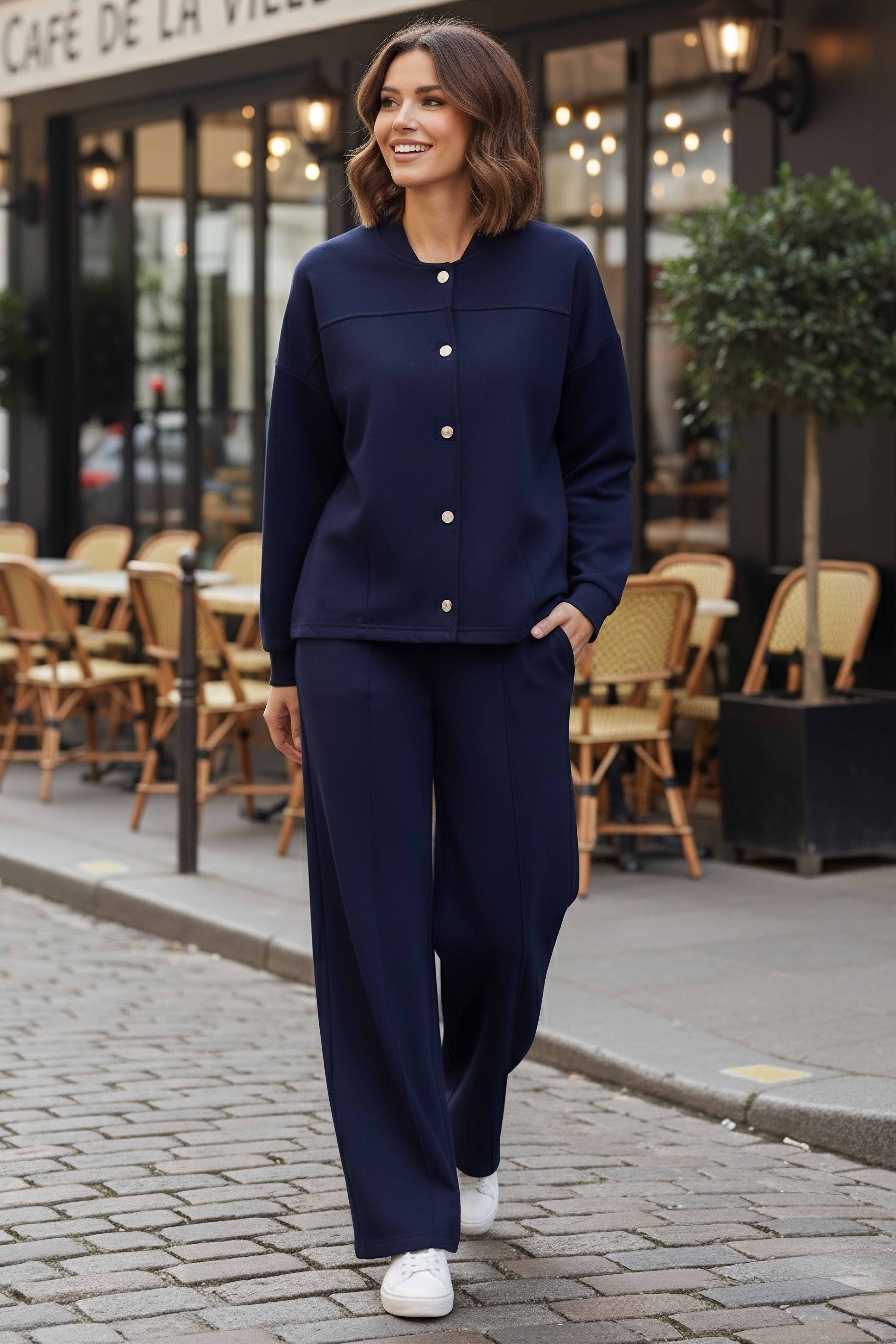 Çıtçıtlı Modaal İkili Takım - 28061-LACIVERT - 1