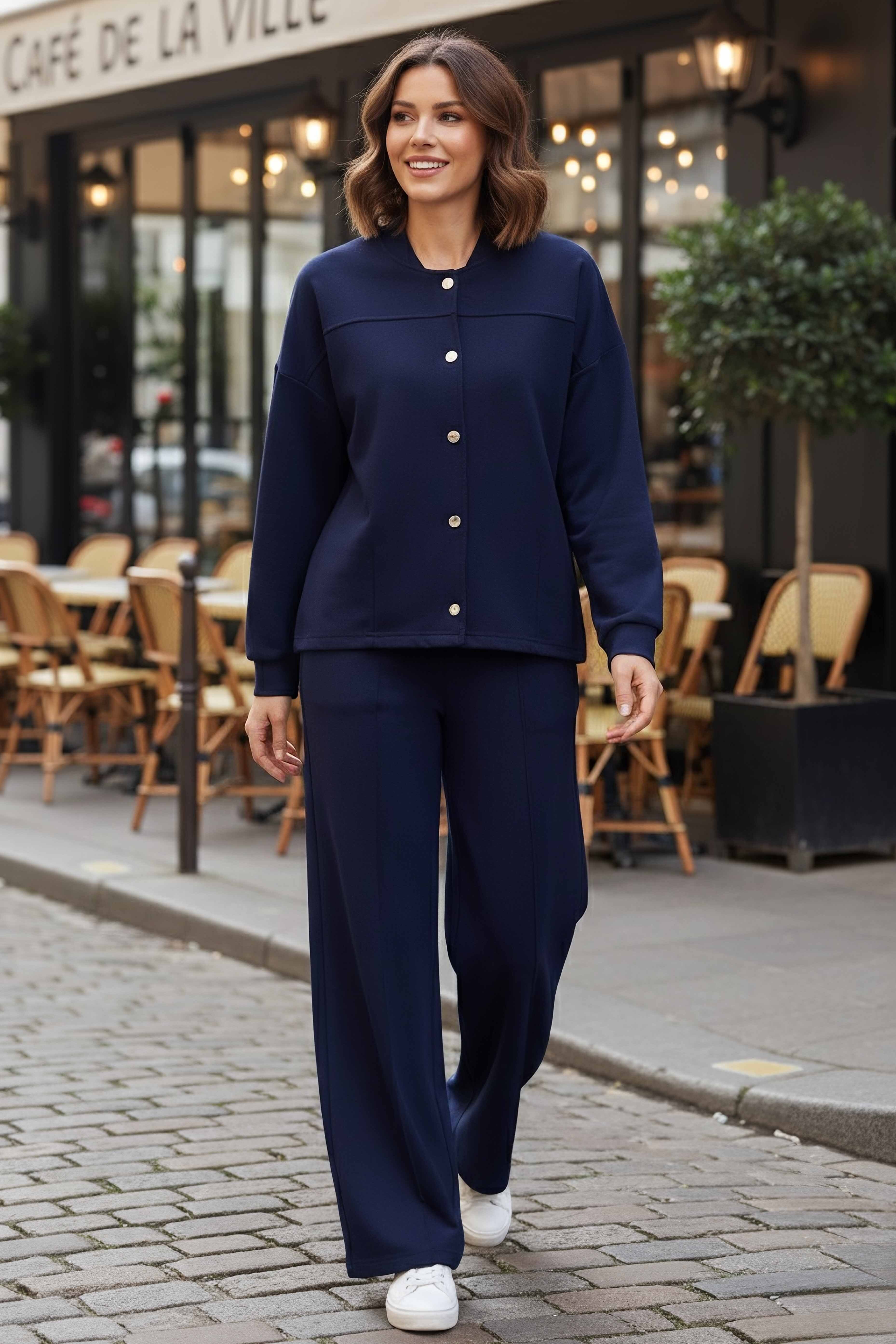 Çıtçıtlı Modaal İkili Takım - 28061-LACIVERT - 2