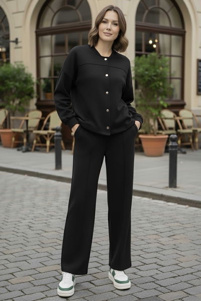 Çıtçıtlı Modaal İkili Takım - 28061-SIYAH 