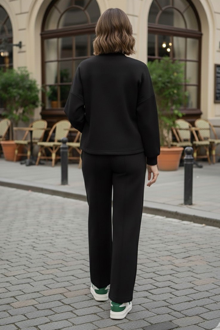 Çıtçıtlı Modaal İkili Takım - 28061-SIYAH - TOFİSA