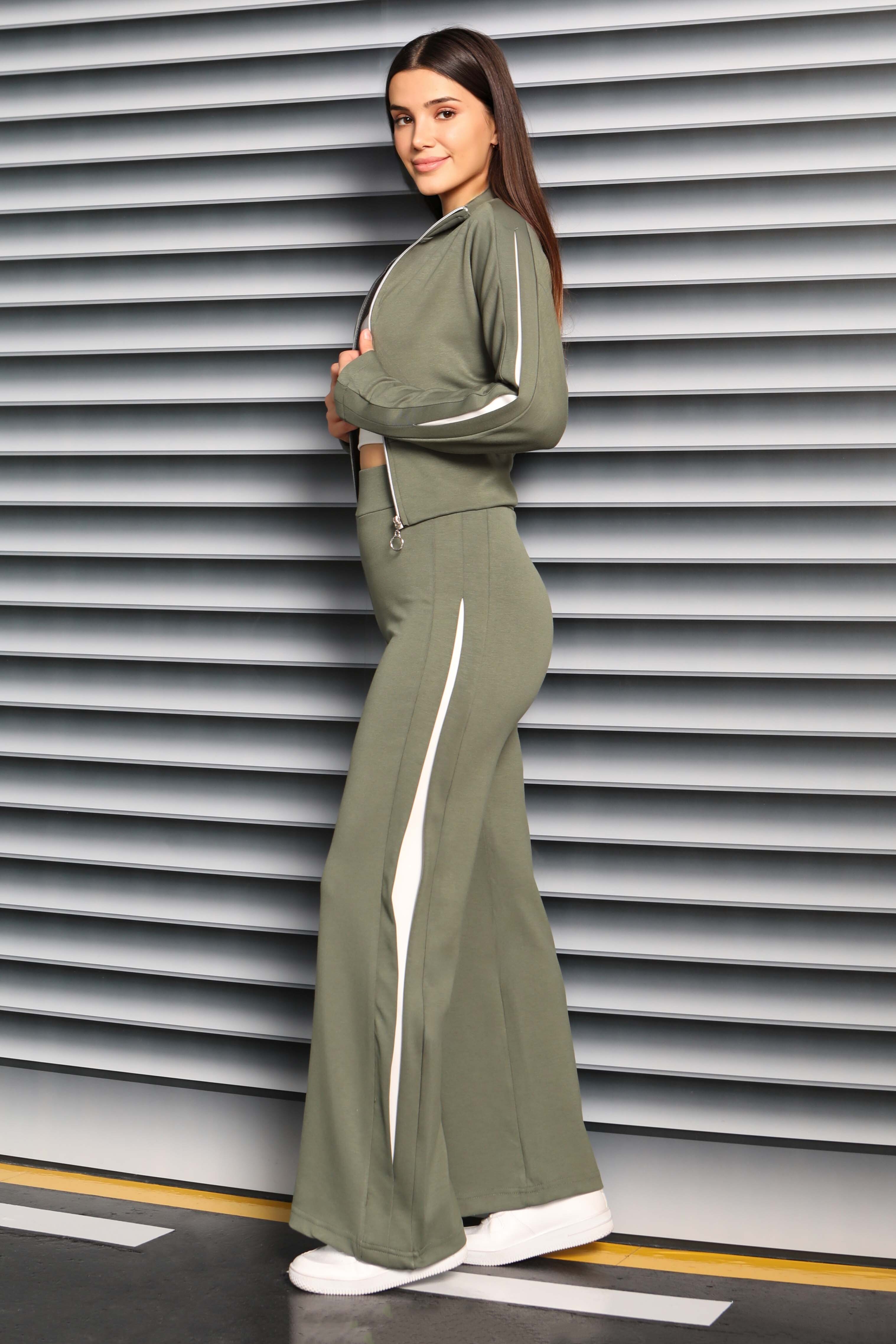 Çizgi Detaylı Garnili Modal İkili Takım - 27881-HAKI - 3