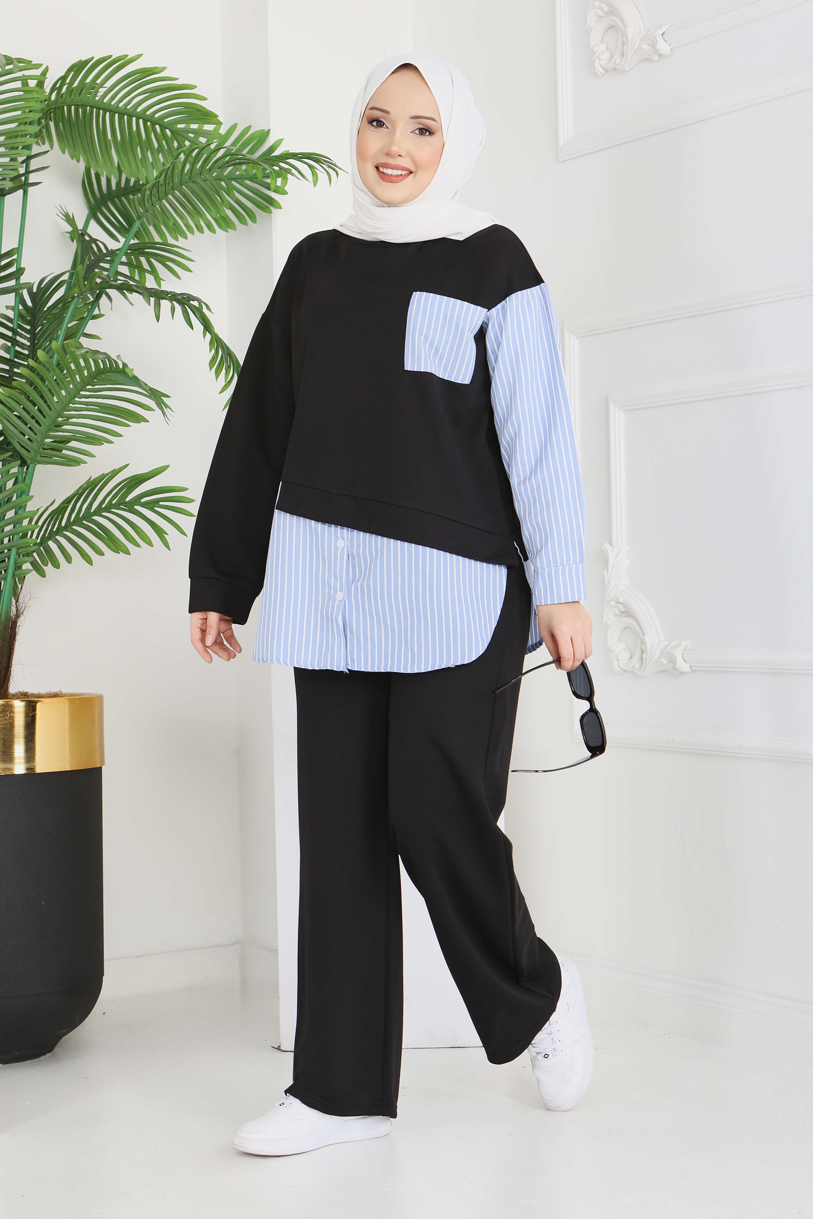 Çizgi Detaylı İkili Takım - 2067-SIYAH - 3