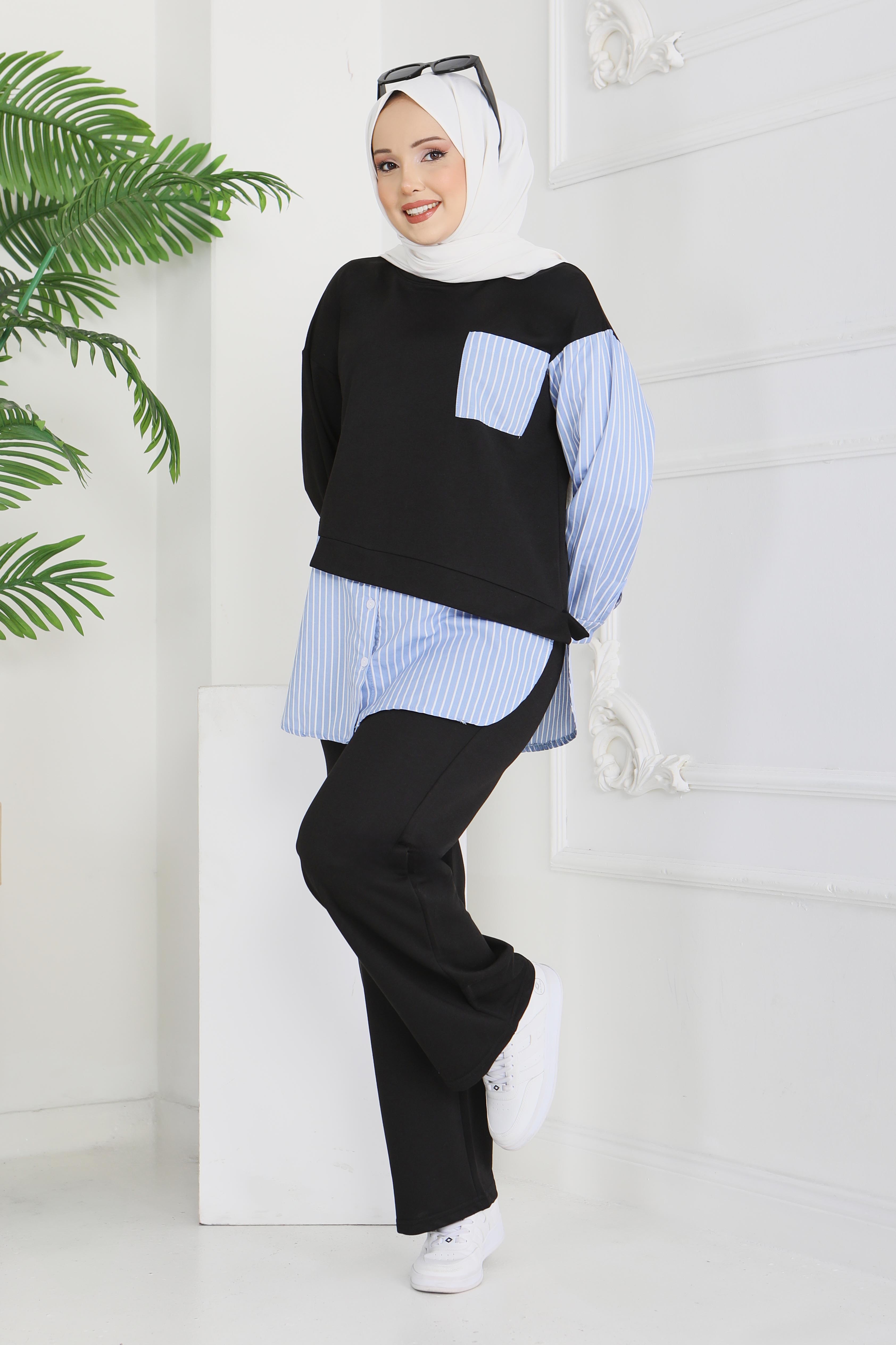 Çizgi Detaylı İkili Takım - 2067-SIYAH - 5