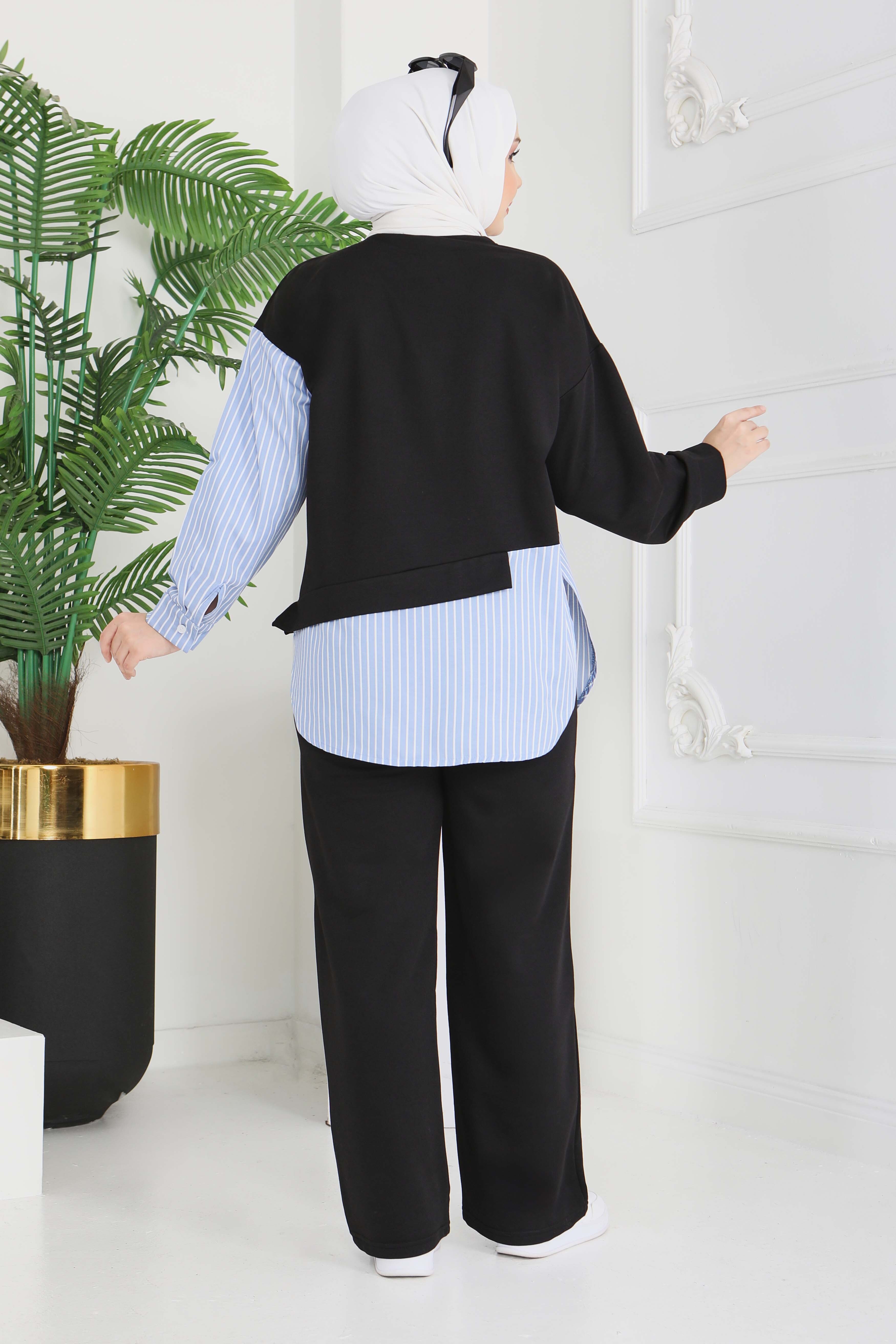 Çizgi Detaylı İkili Takım - 2067-SIYAH - 6