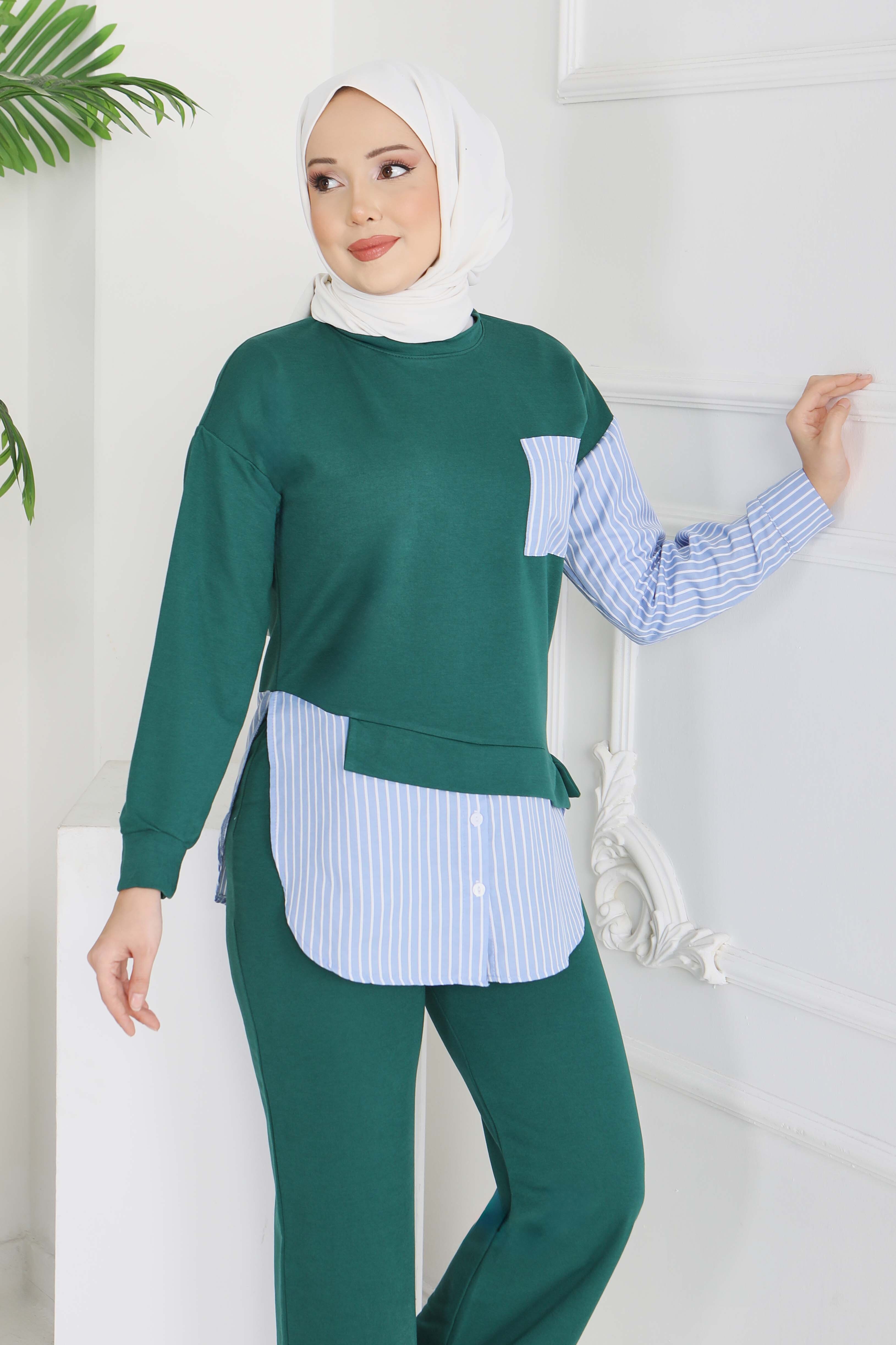 Çizgi Detaylı İkili Takım - 2067-ZUMRUT - 4