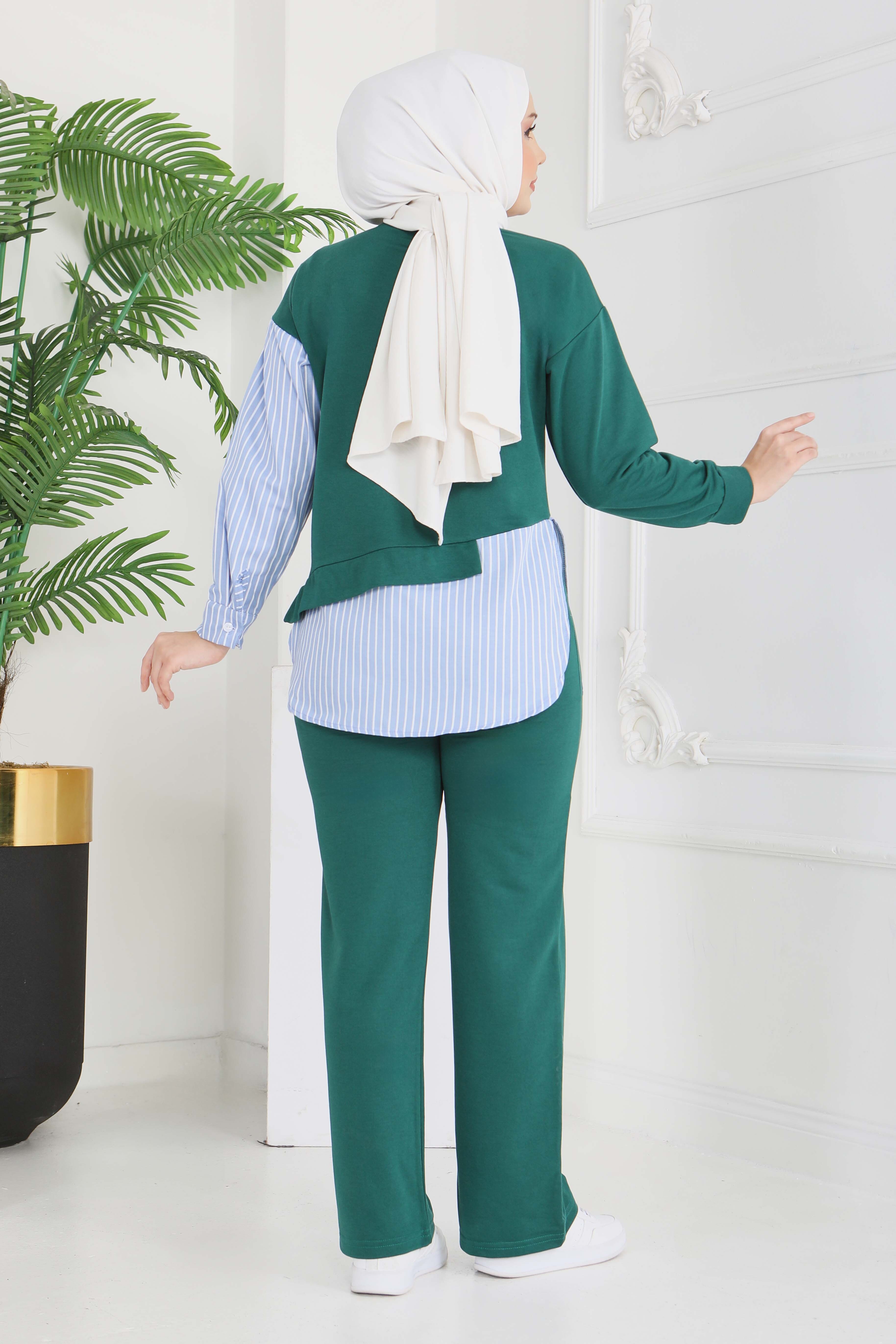 Çizgi Detaylı İkili Takım - 2067-ZUMRUT - 5