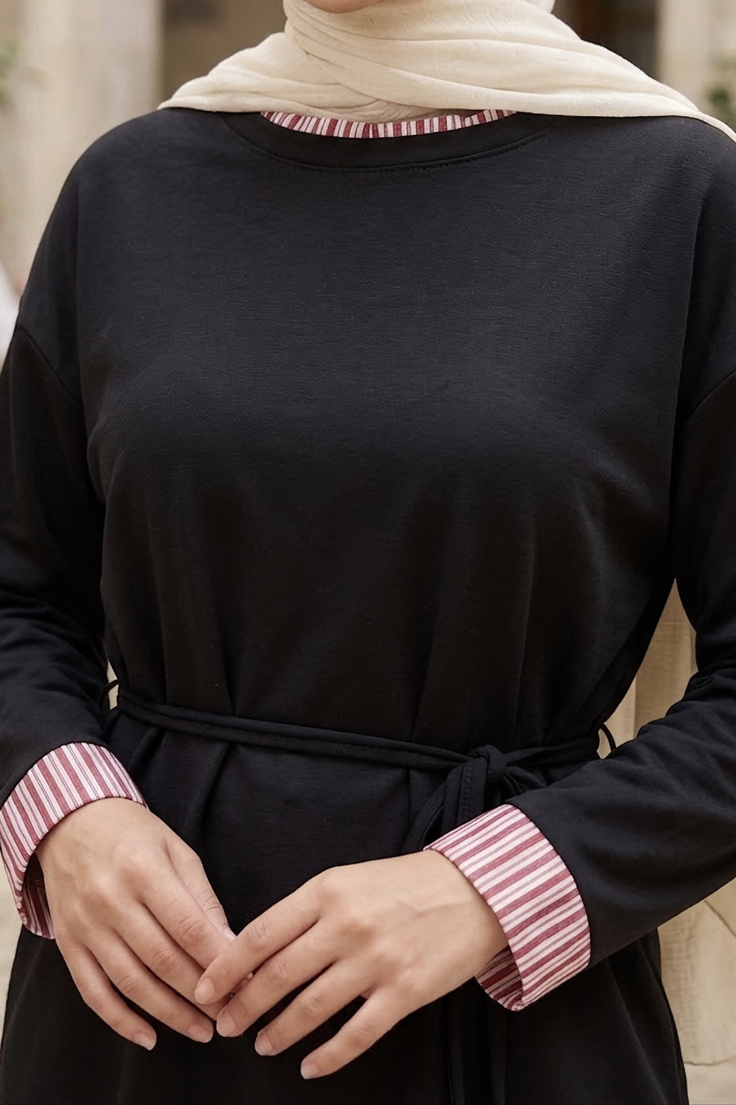 Çizgi Detaylı Oysh Modal Sweat Tunik Siyah - 29012-SIYAH - 3
