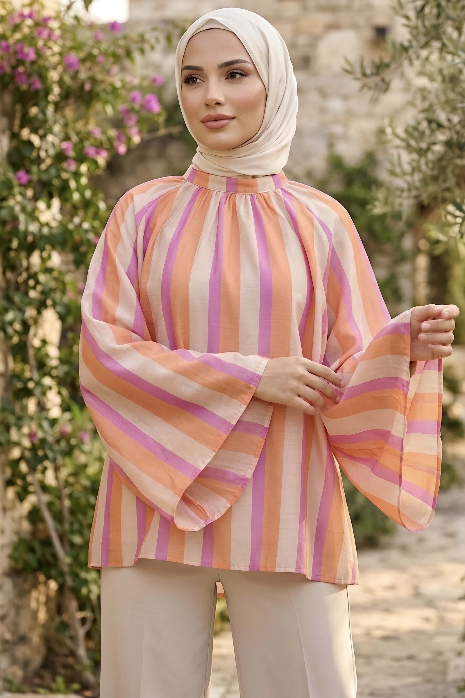 Çizgili Astarlı Tunik Renkli - KSZ28913-RENKLI - 2