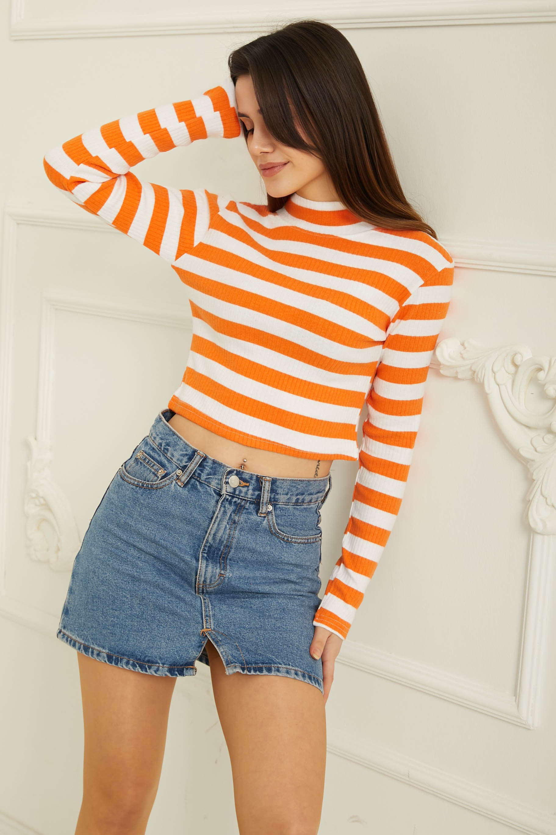 Çizgili Crop Bady - 26772 - 3