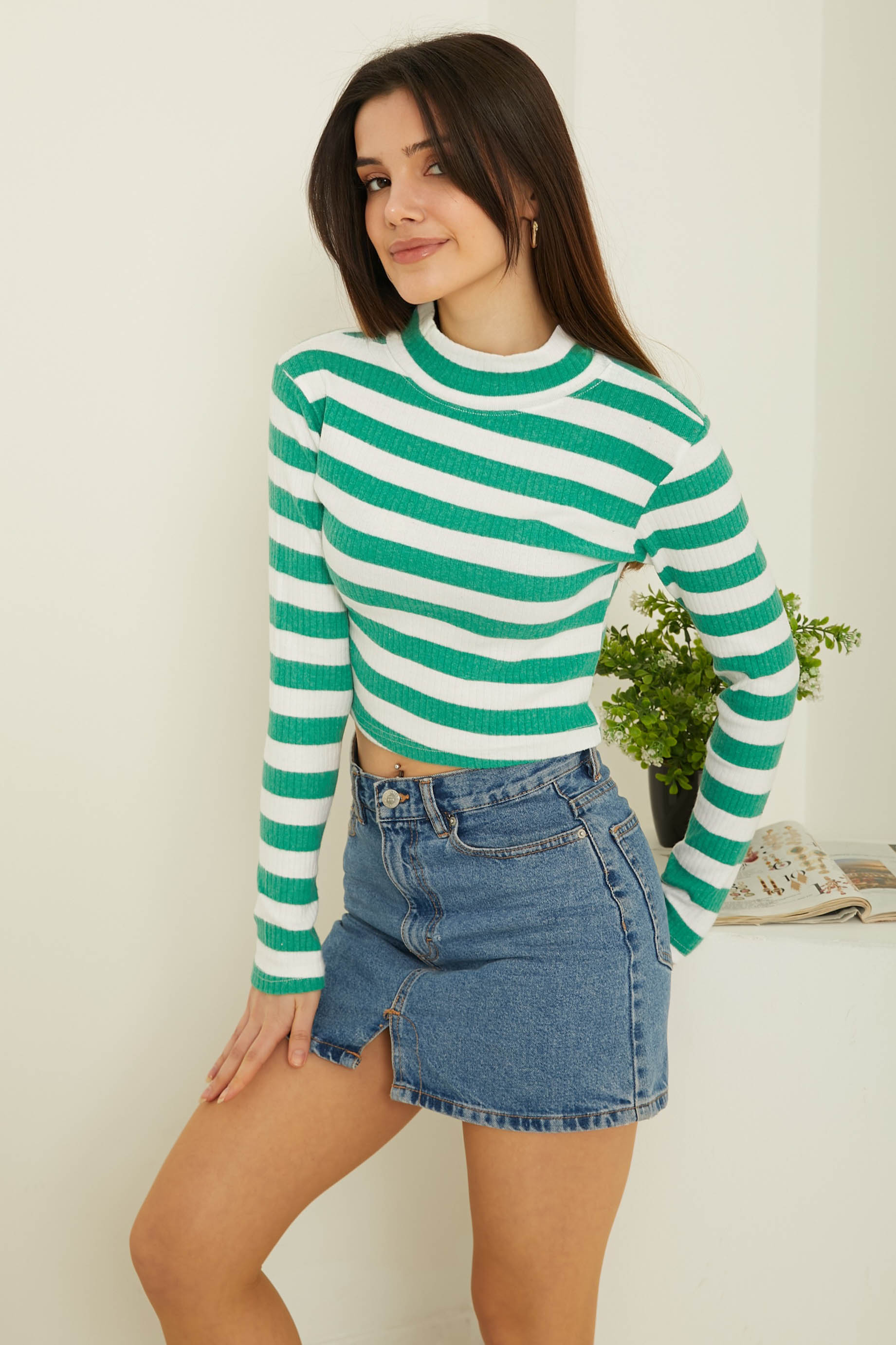 Çizgili Crop Bady - 26772 - 3