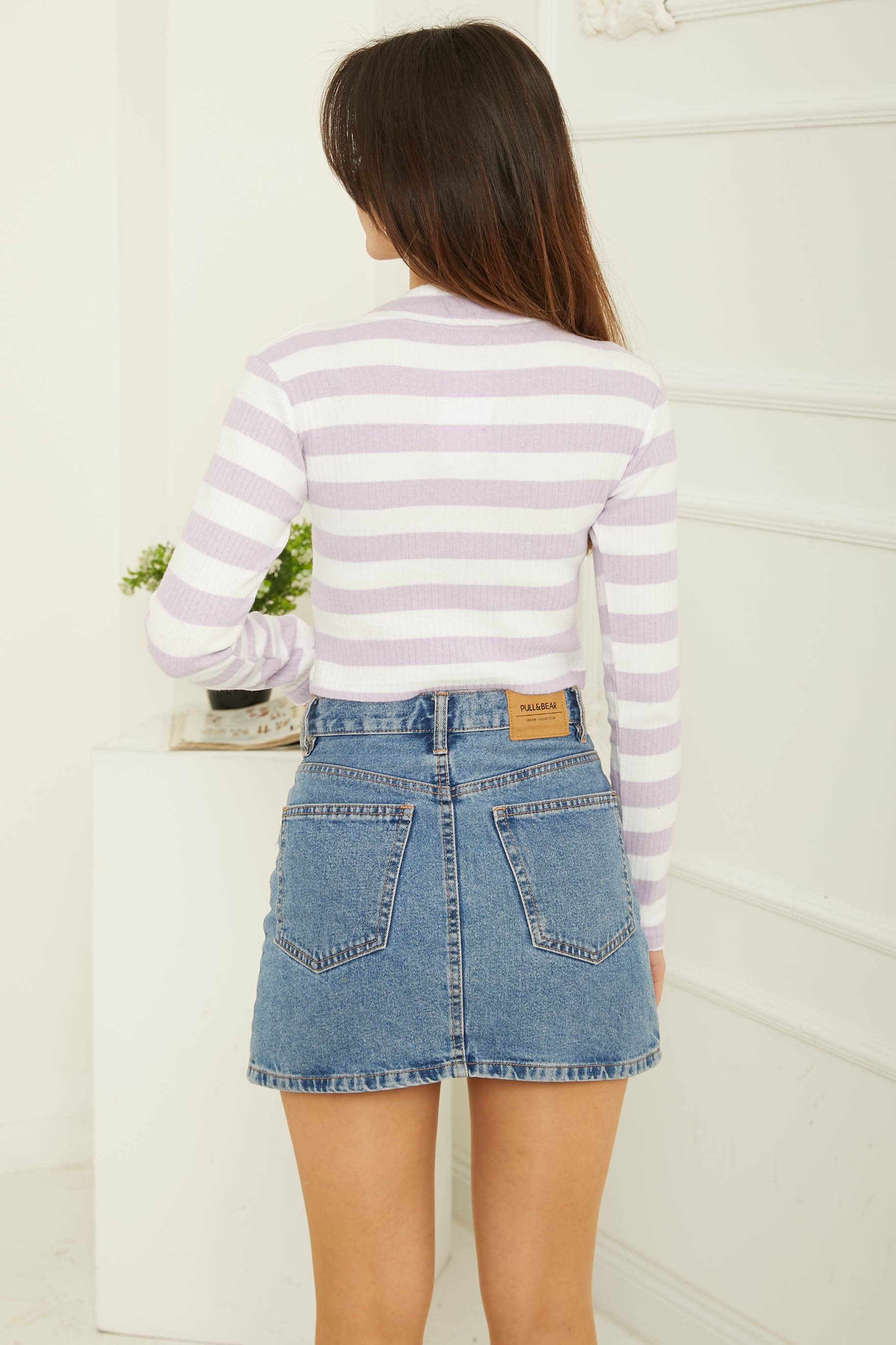 Çizgili Crop Bady Lila - 26772 - 4