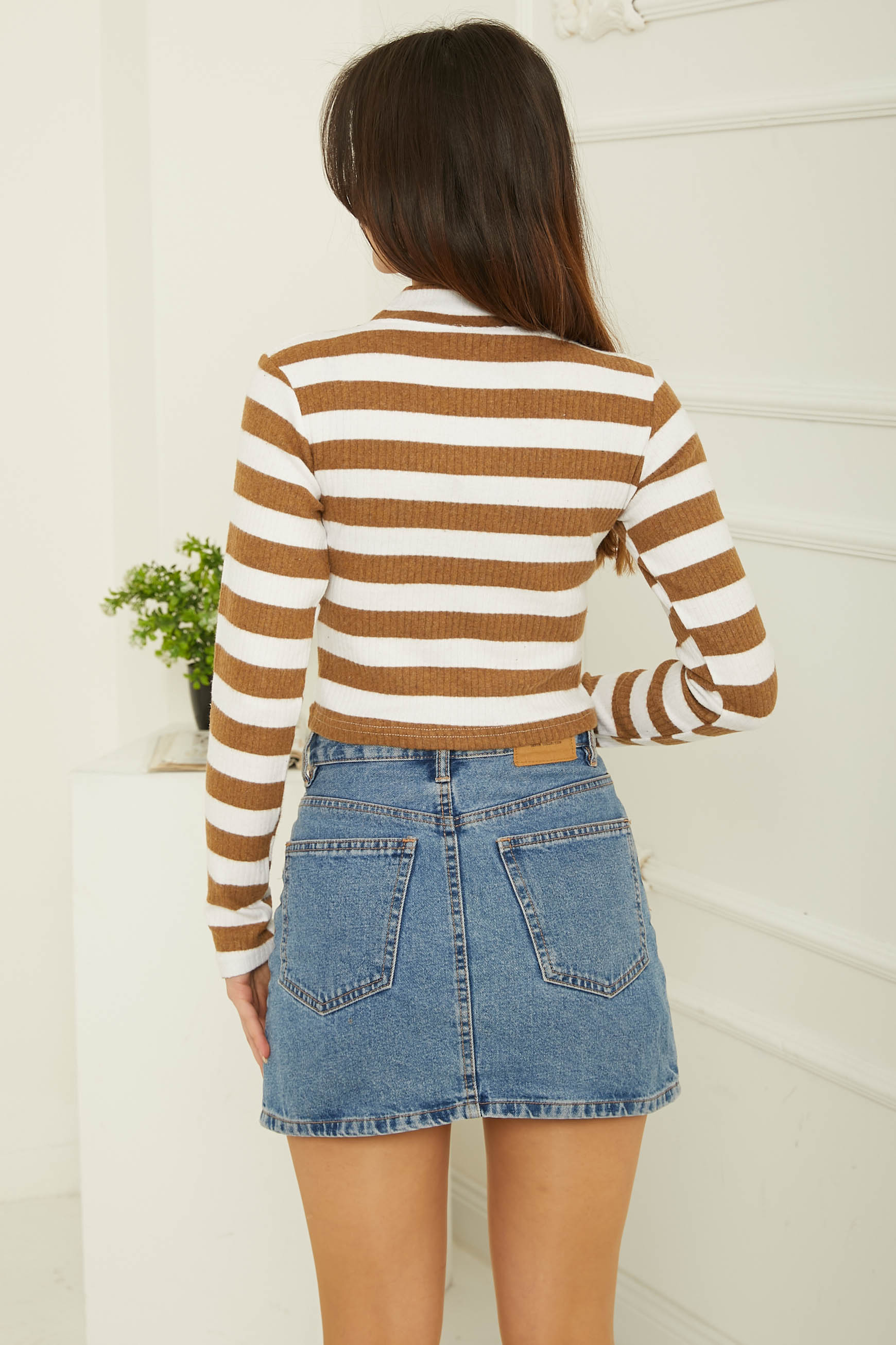 Çizgili Crop Bady Taba - 26772 - 4