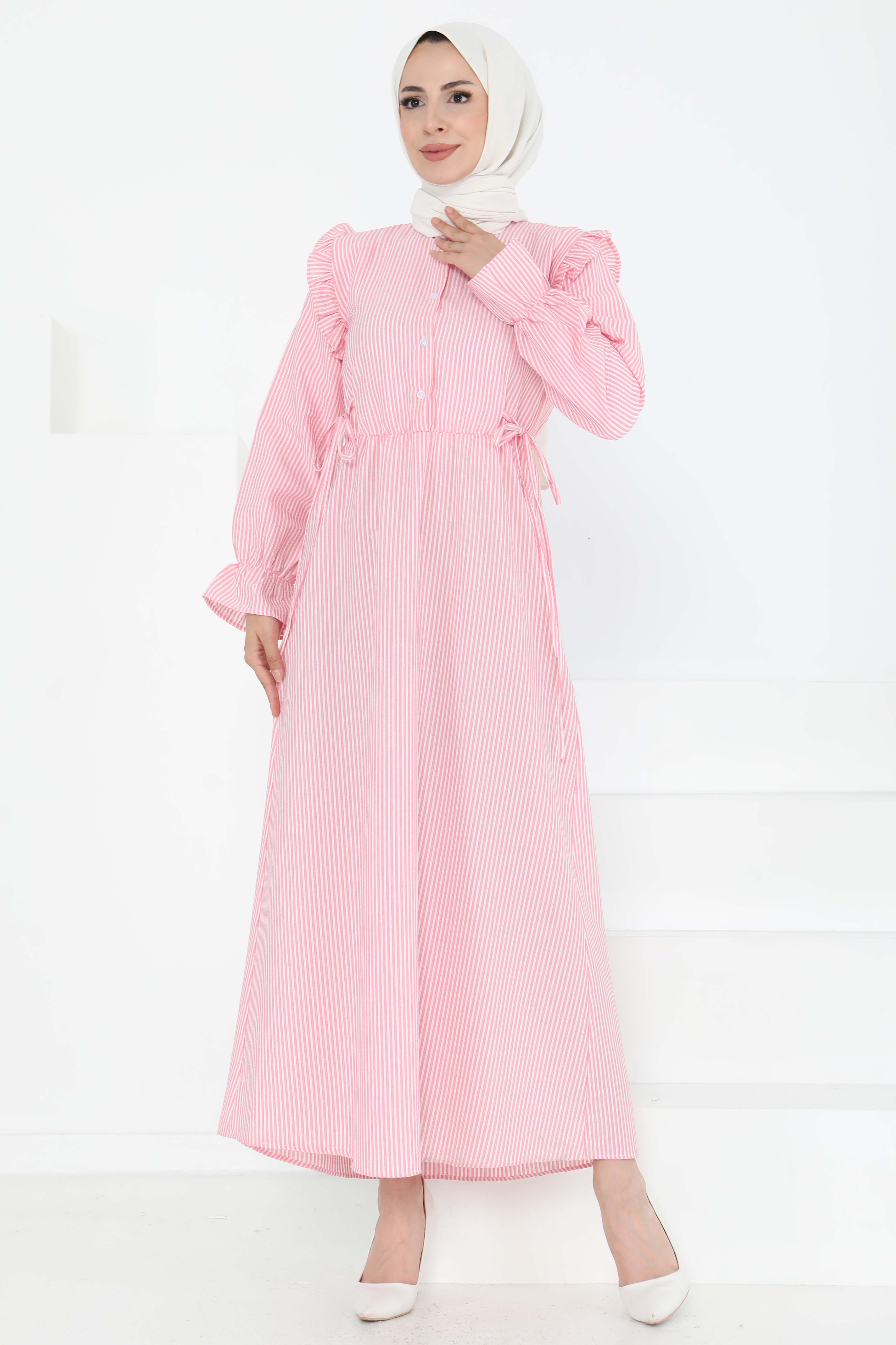 Çizgili Elbise - 27187 - 4