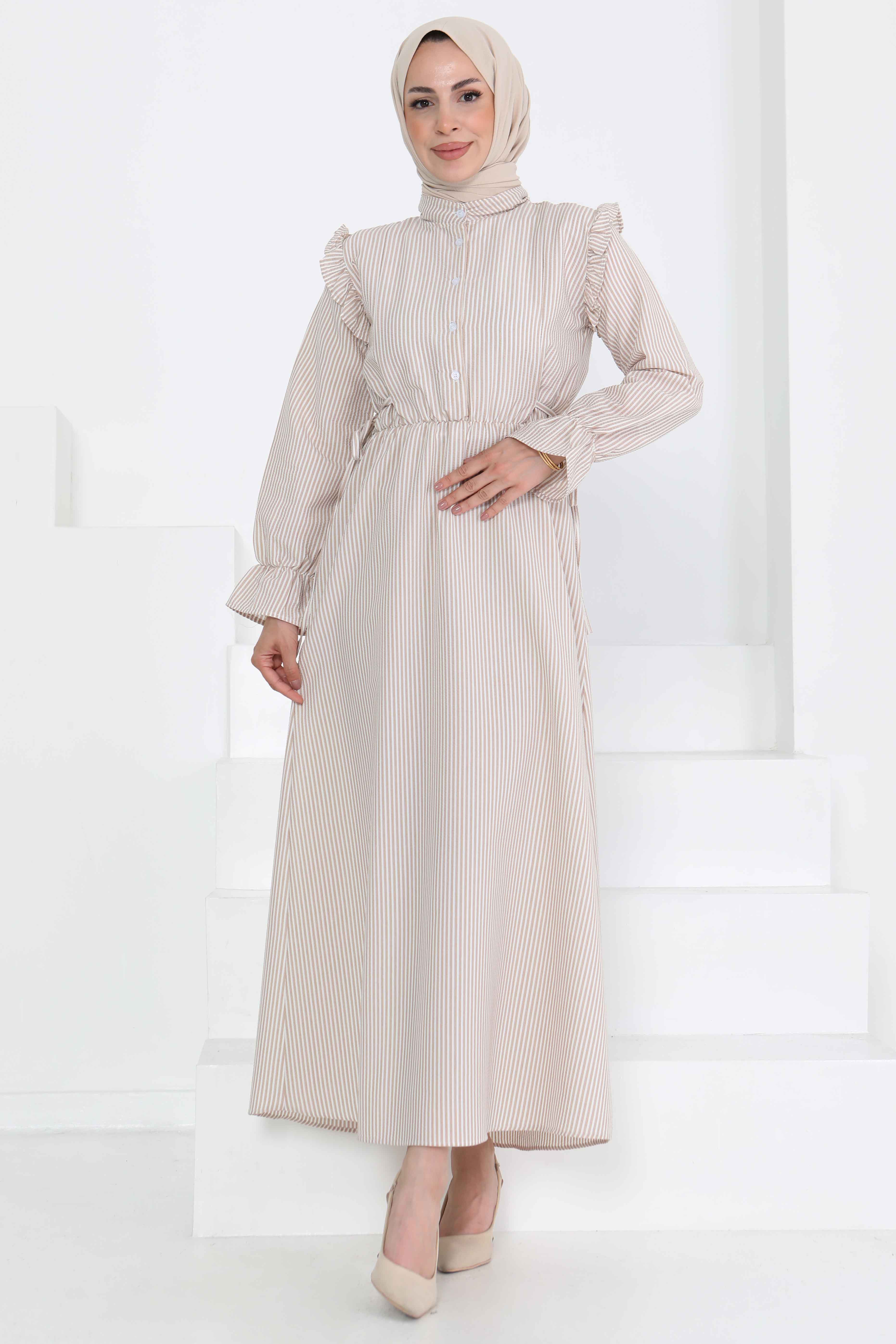 Çizgili Elbise - 27187 - 3