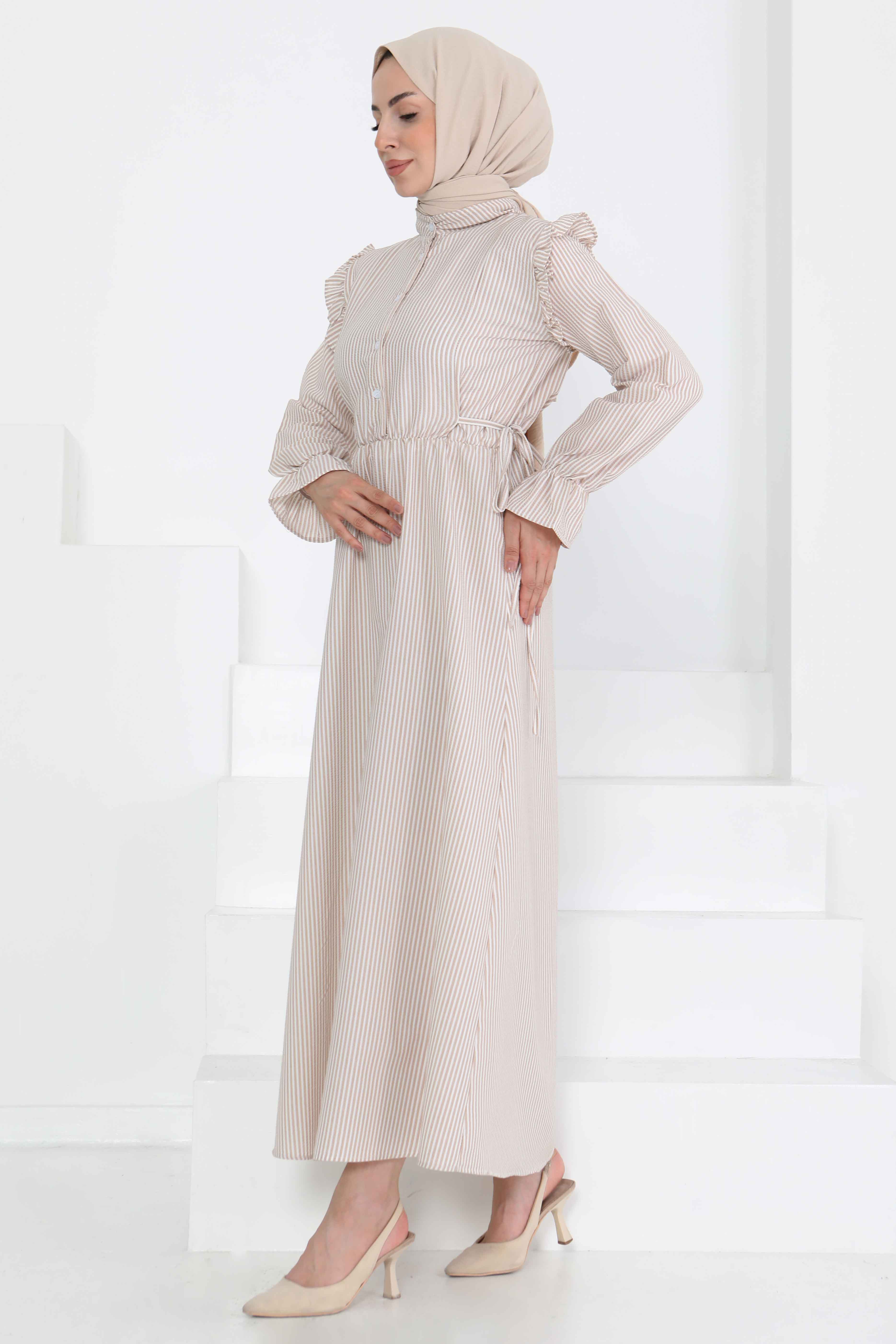 Çizgili Elbise - 27187 - 5