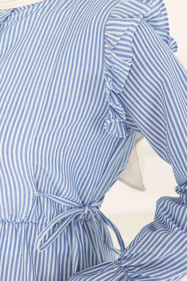 Çizgili Elbise Saks - 27187 - TOFİSA