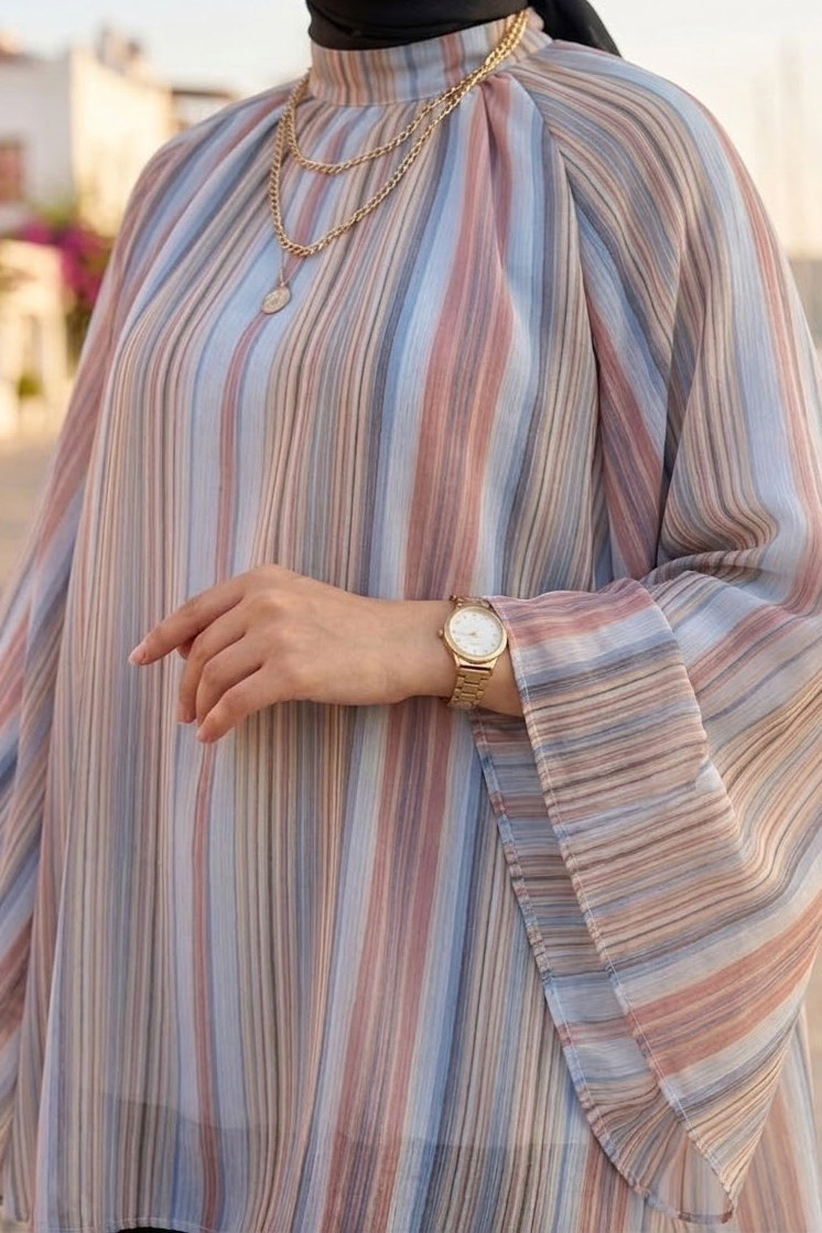 Çizgili Fularlı Gömlek Bebe Mavi - 28866-BEBE-MAVI - 2
