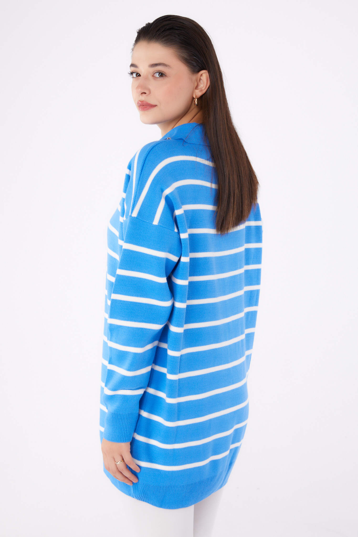 Çizgili Kolyeli Triko Tunik - 27643 - 5