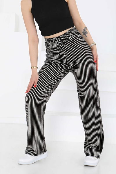 Çizgili Pantolon Siyah - 27141 