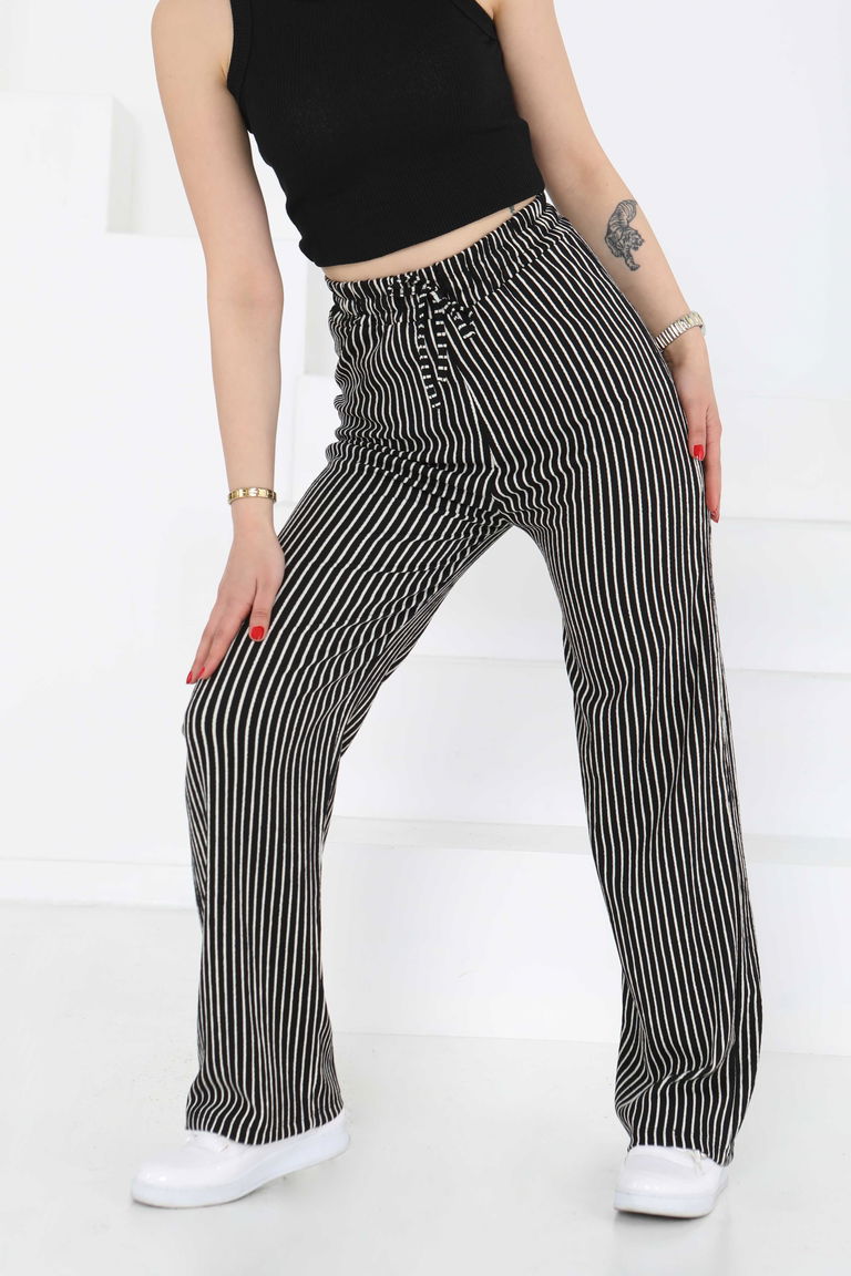 Çizgili Pantolon Siyah - 27141 - TOFİSA