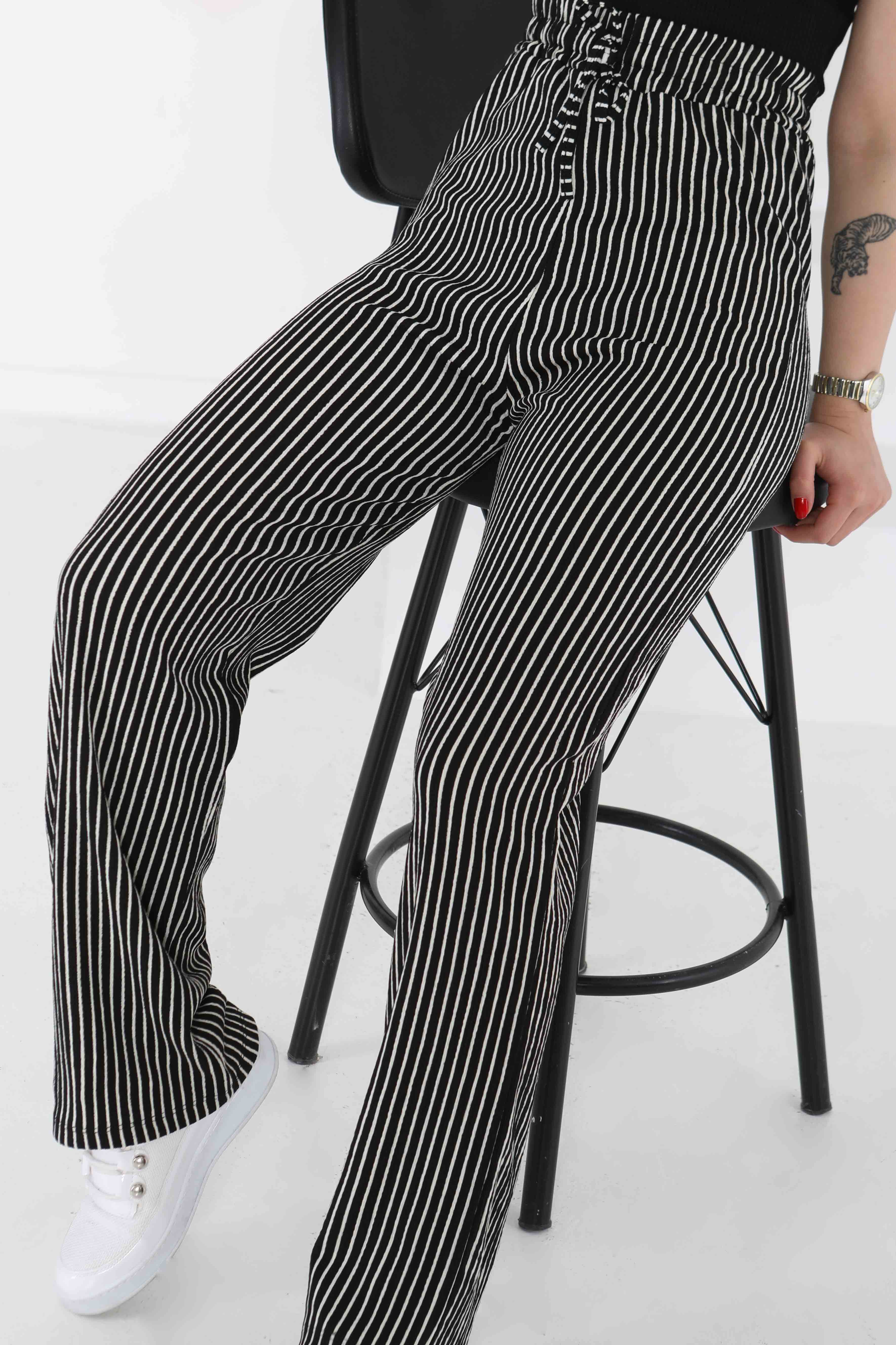 Çizgili Pantolon Siyah - 27141 - 2