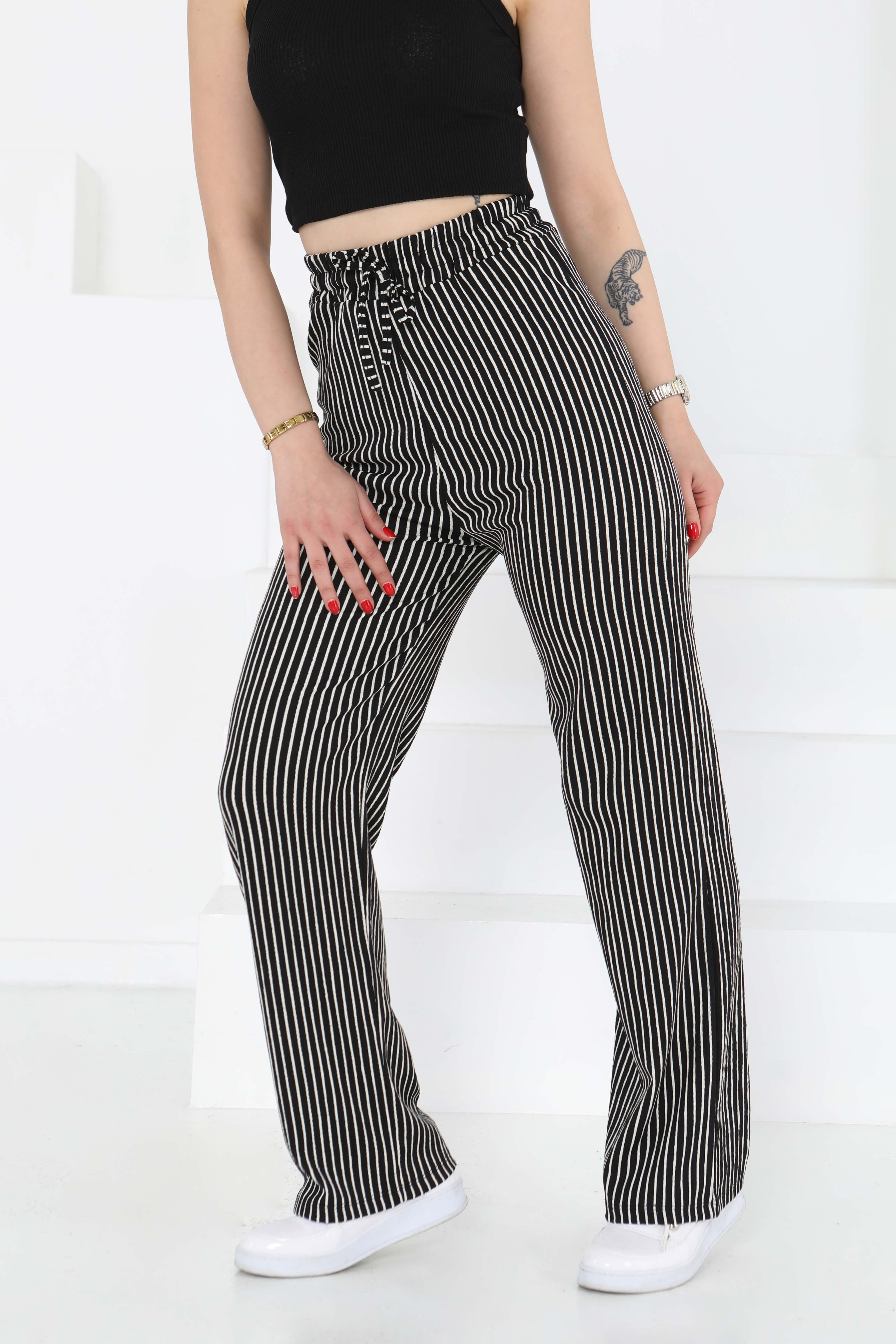 Çizgili Pantolon Siyah - 27141 - 3