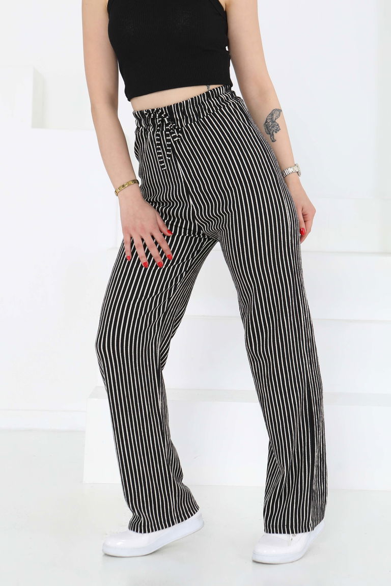 Çizgili Pantolon Siyah - 27141 - TOFİSA