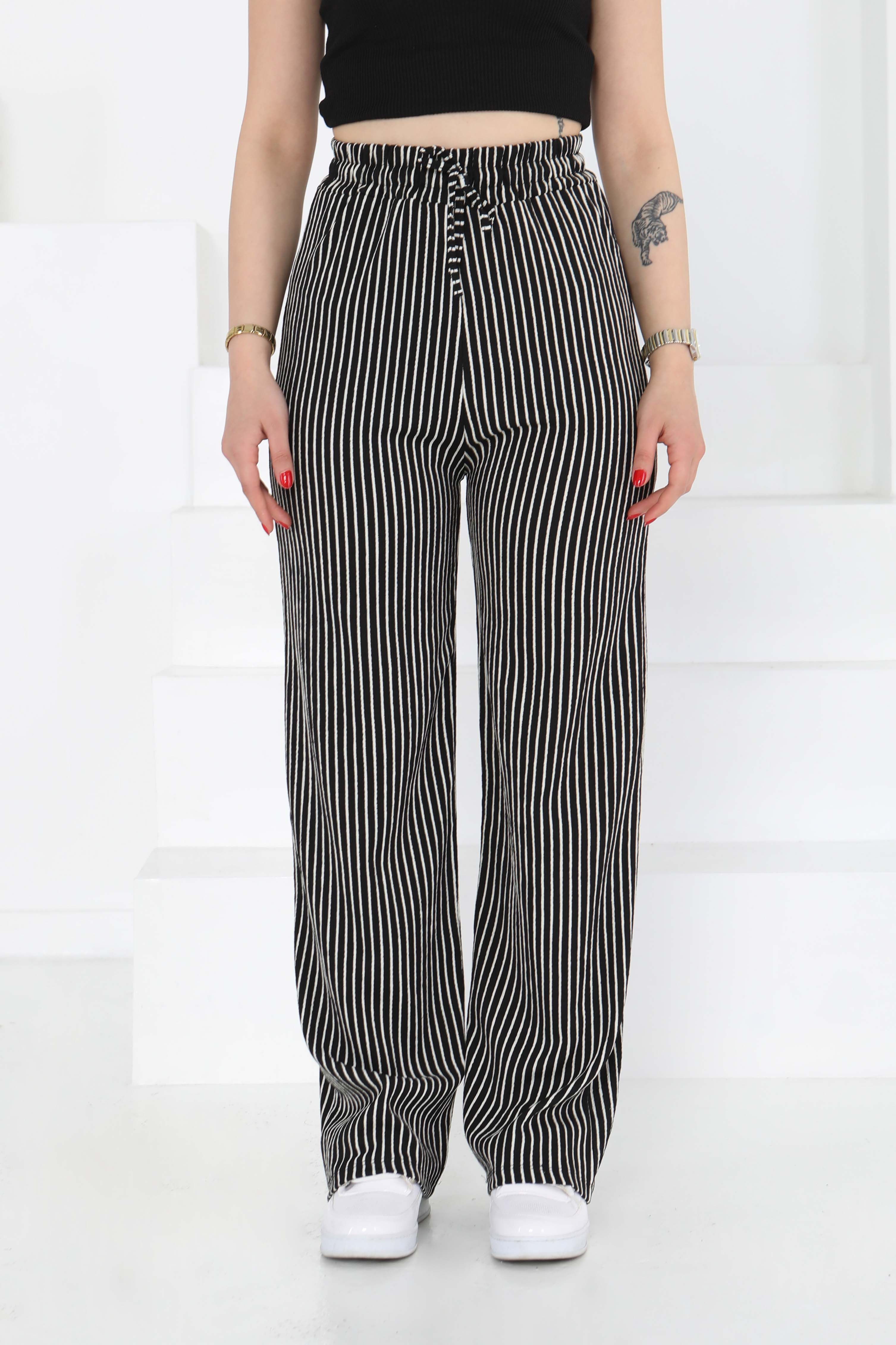 Çizgili Pantolon Siyah - 27141 - 5
