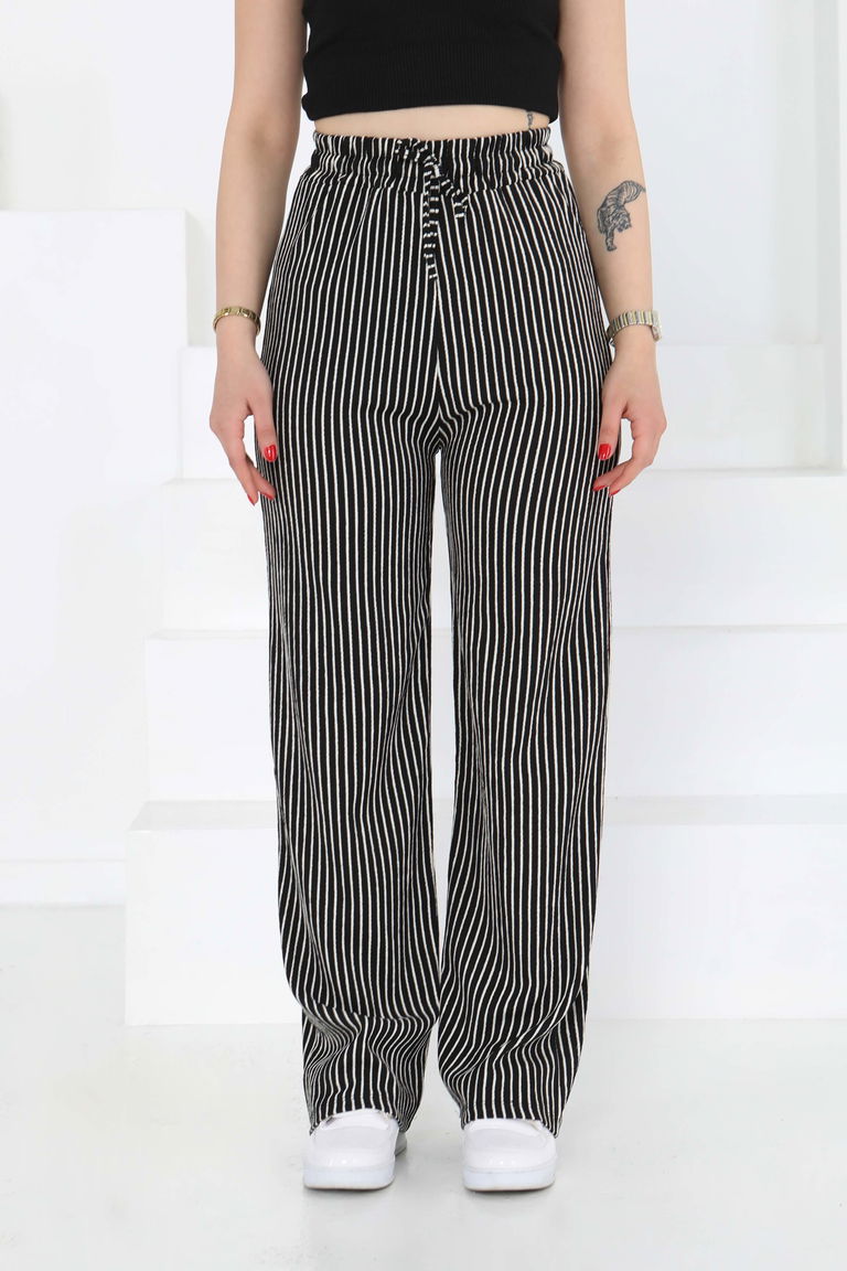 Çizgili Pantolon Siyah - 27141 - TOFİSA