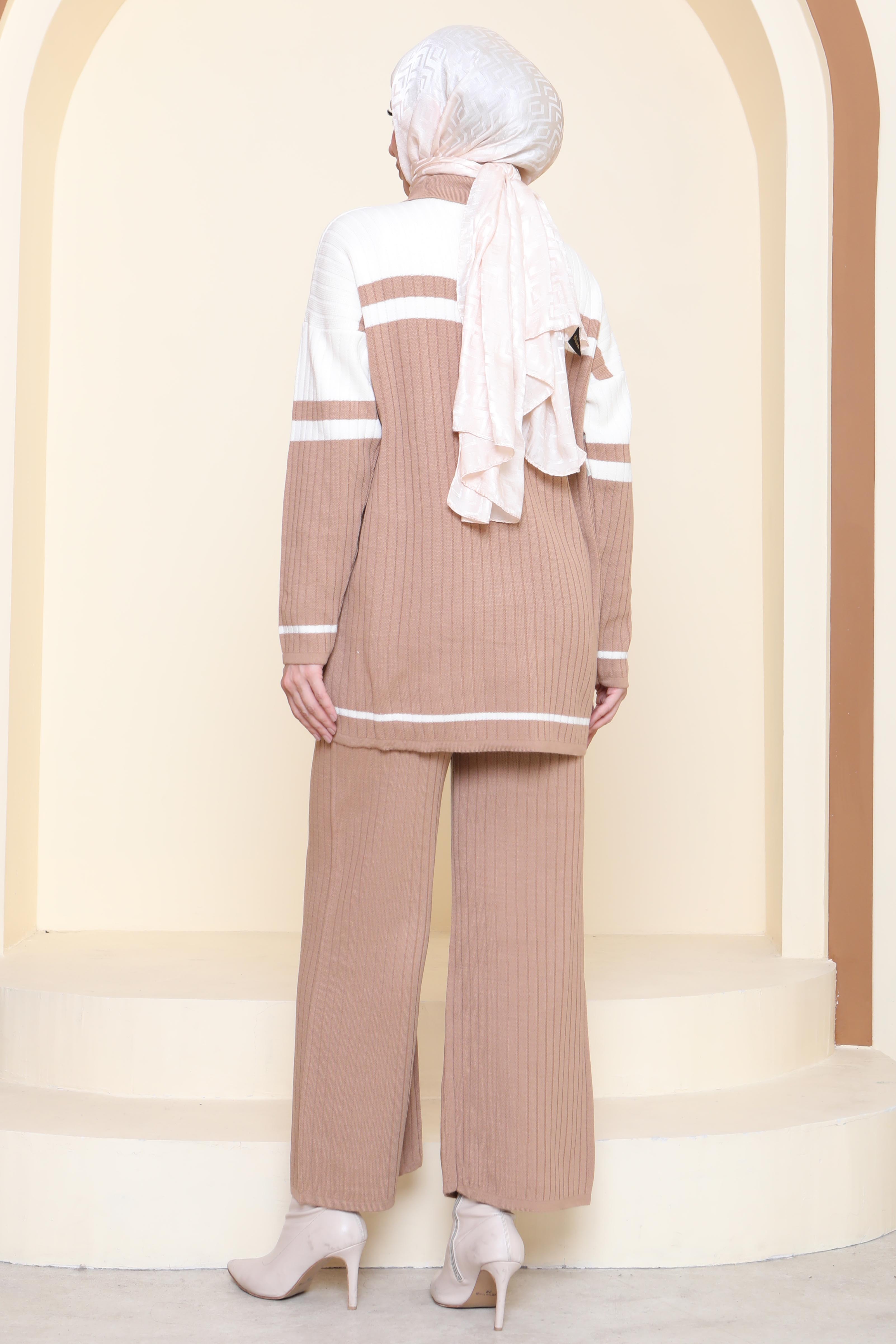 Çizgili Triko İkili Takım - 27902-VIZON - 6