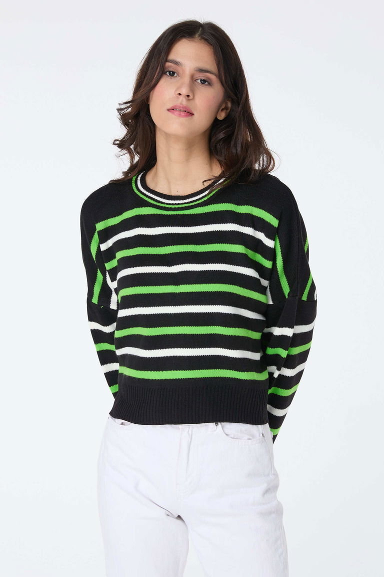 Çizgili Triko Kazak - 27656 - TOFİSA