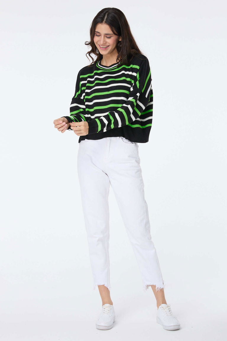 Çizgili Triko Kazak - 27656 - TOFİSA