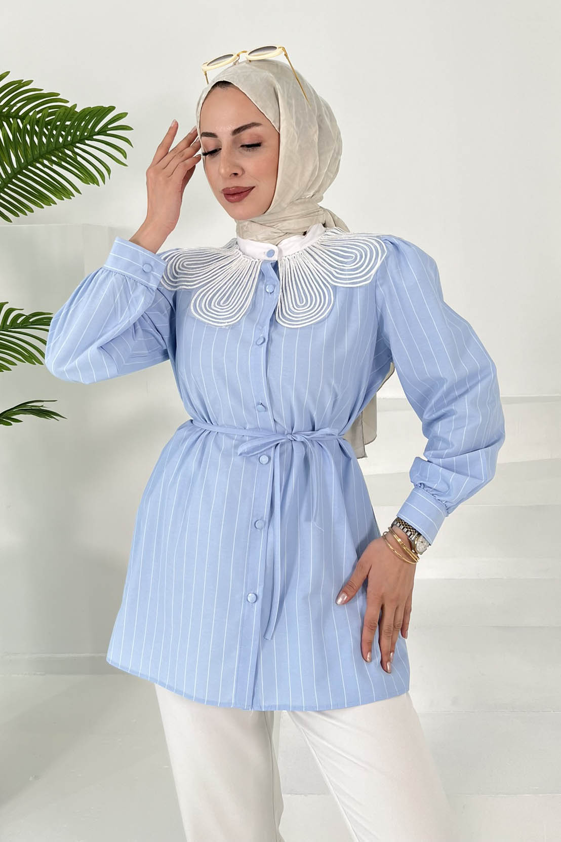 Çizgili Tunik Bebe Mavi - 27000 - 1