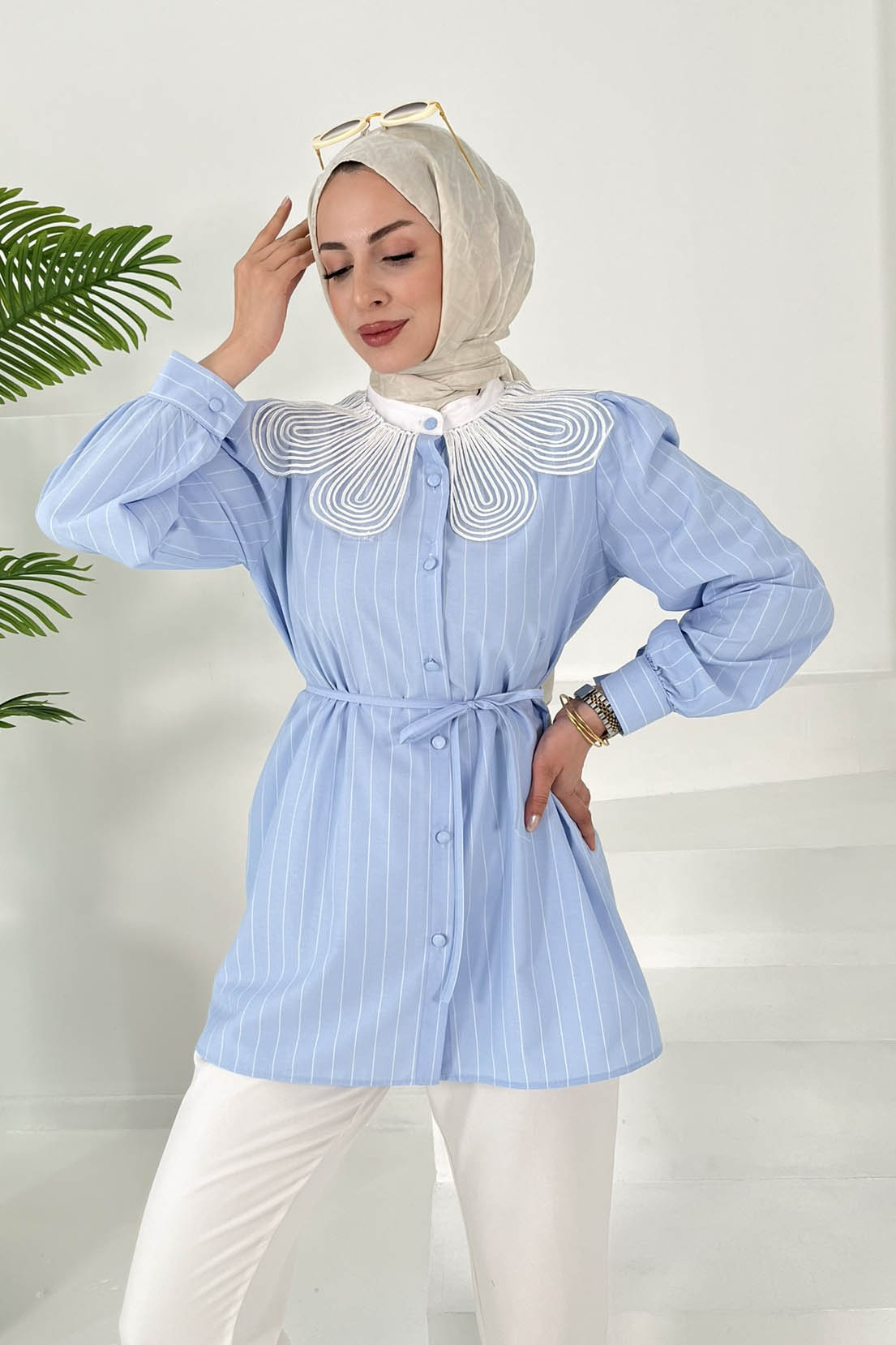 Çizgili Tunik Bebe Mavi - 27000 - 3