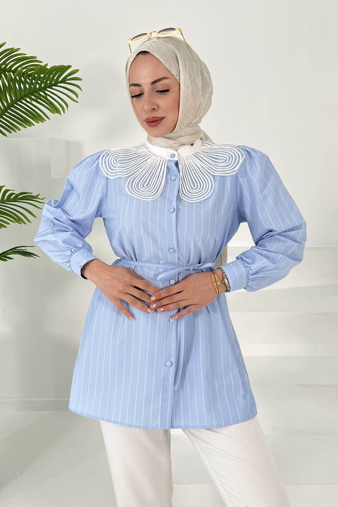 Çizgili Tunik Bebe Mavi - 27000 - 4
