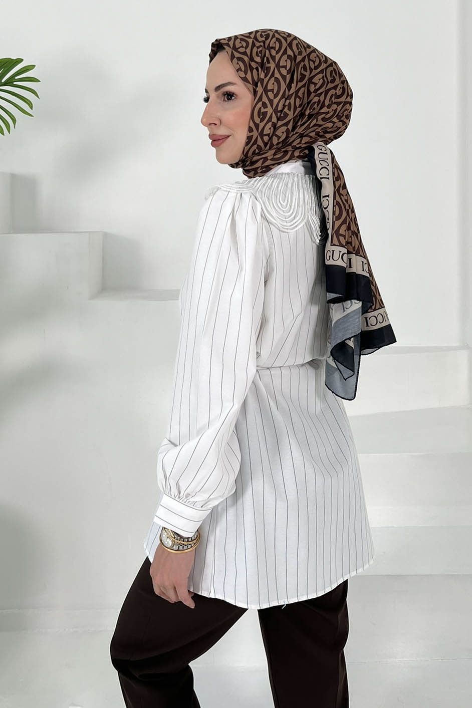 Çizgili Tunik Beyaz - 27000 - 5
