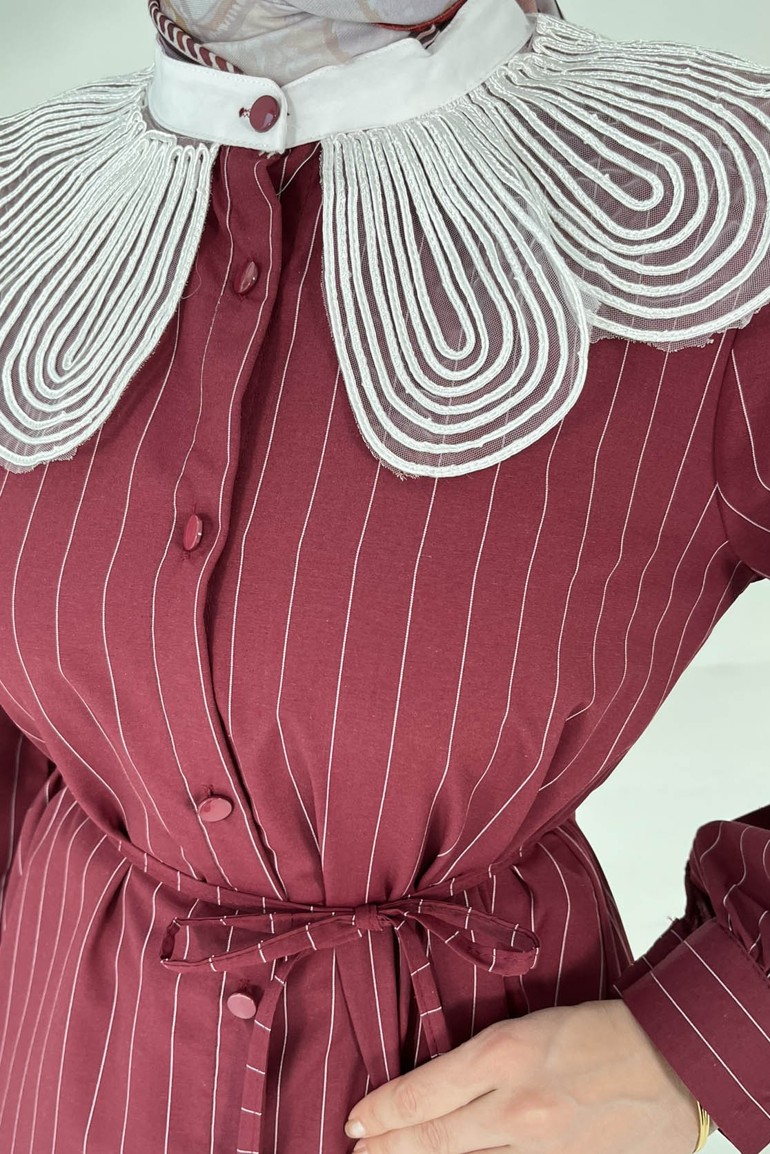 Çizgili Tunik Bordo - 27000 - 7
