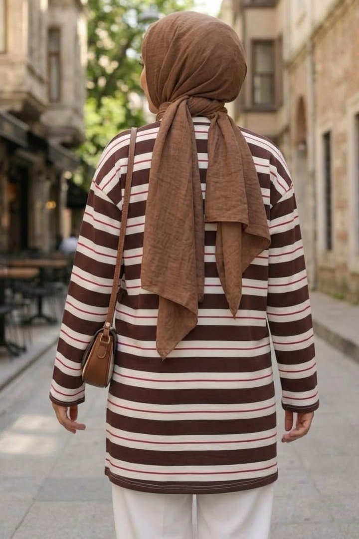 Çizgili Tunik Kahve - 29172-KAHVE - 3